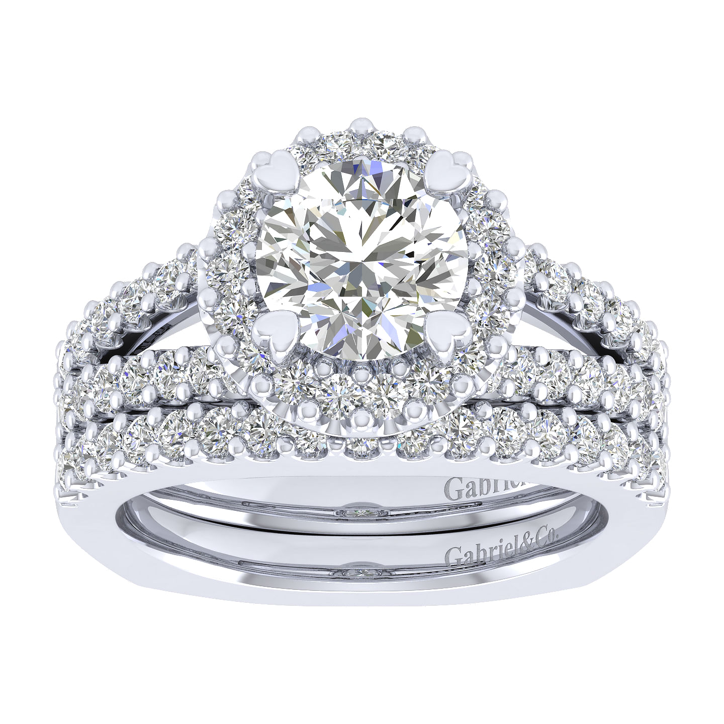 14k White Gold Diamond Halo Engagement Ring angle 4 14k White Gold Diamond Halo Engagement Ring angle 4