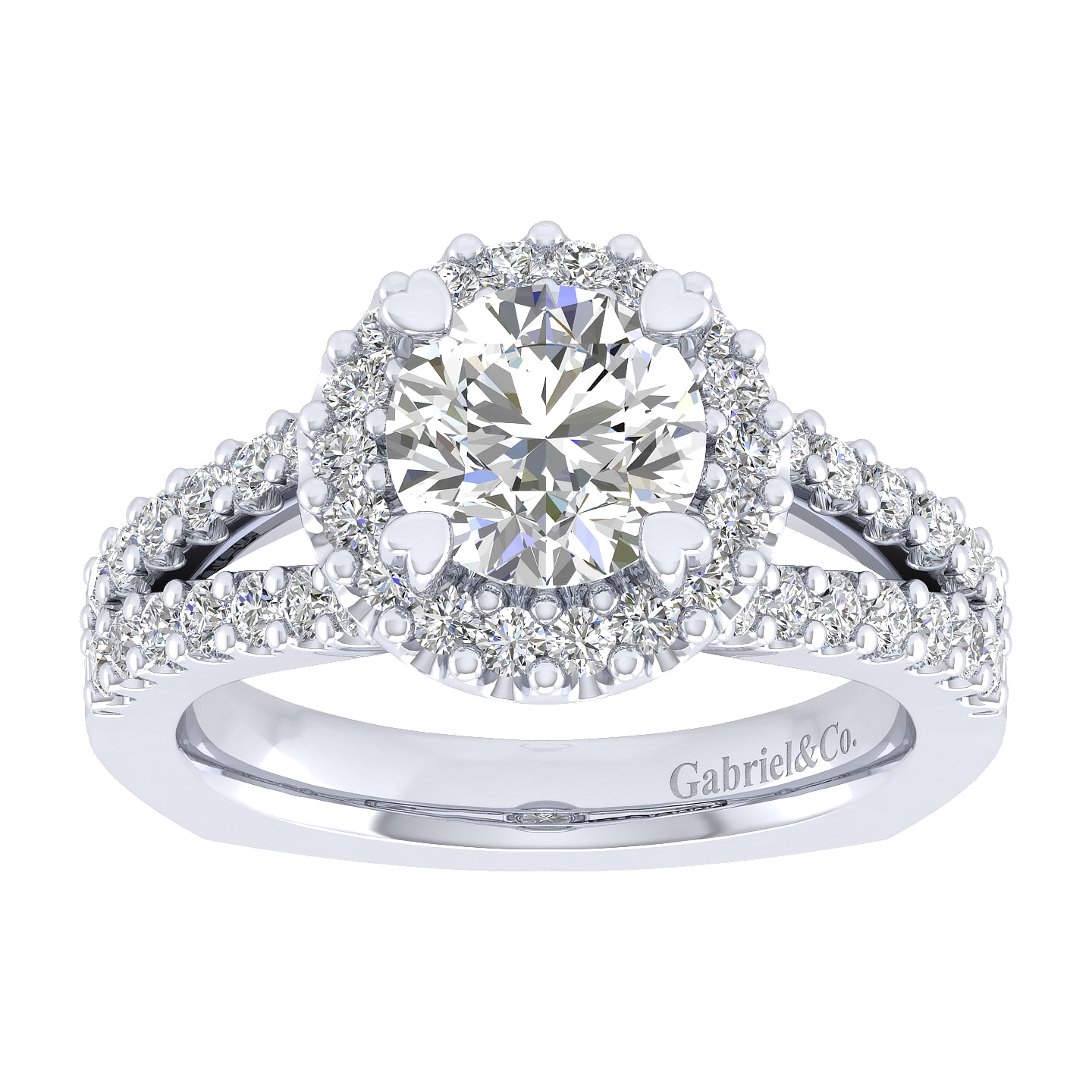 14k White Gold Diamond Halo Engagement Ring angle 5 14k White Gold Diamond Halo Engagement Ring angle 5