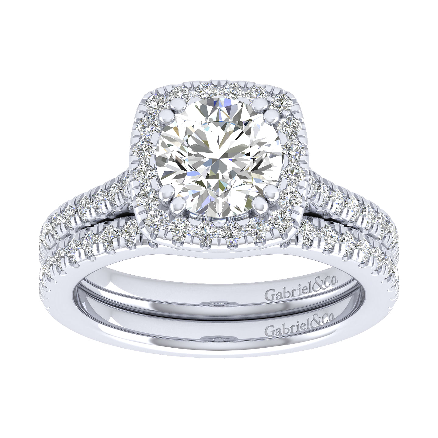 14k White Gold Diamond Halo Engagement Ring angle 4 14k White Gold Diamond Halo Engagement Ring angle 4