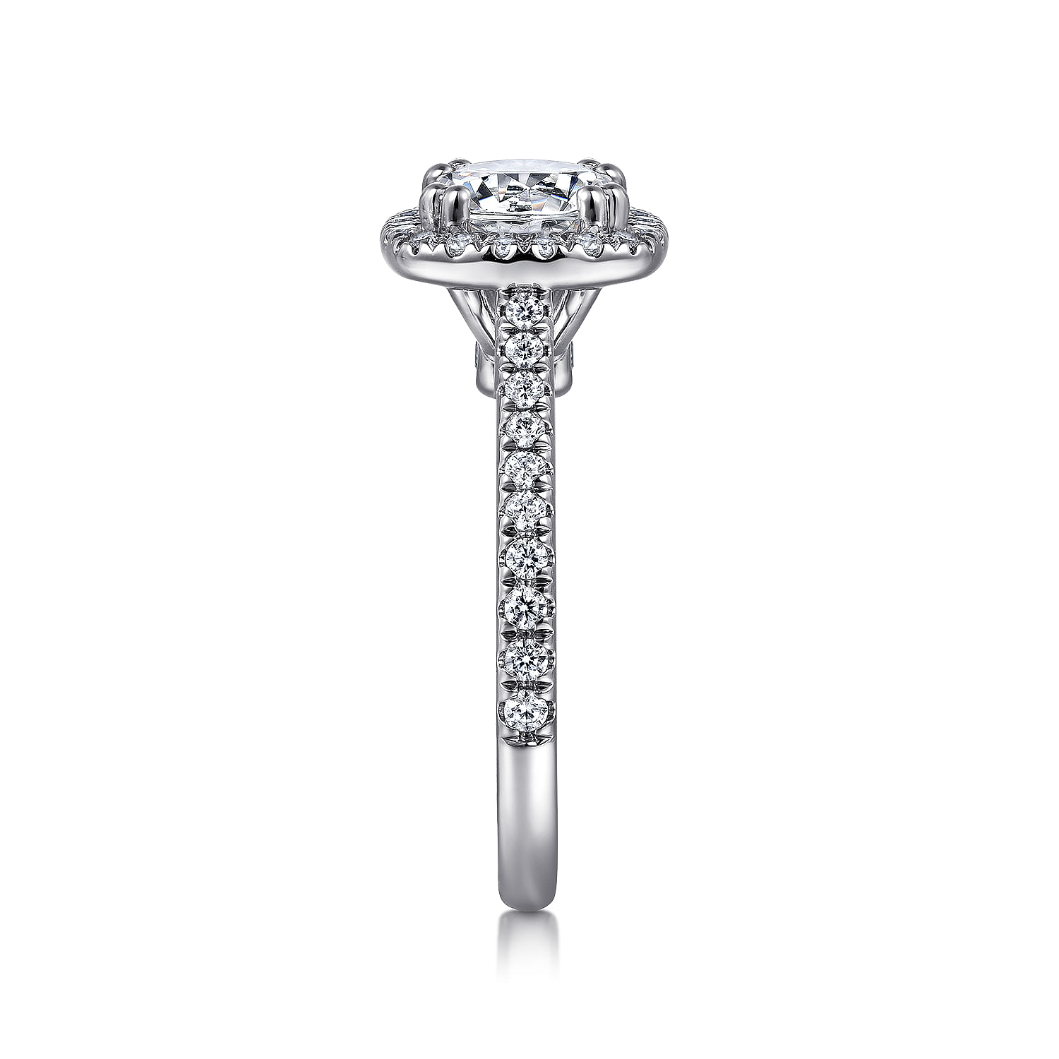 14k White Gold Diamond Halo Engagement Ring angle 5 14k White Gold Diamond Halo Engagement Ring angle 5