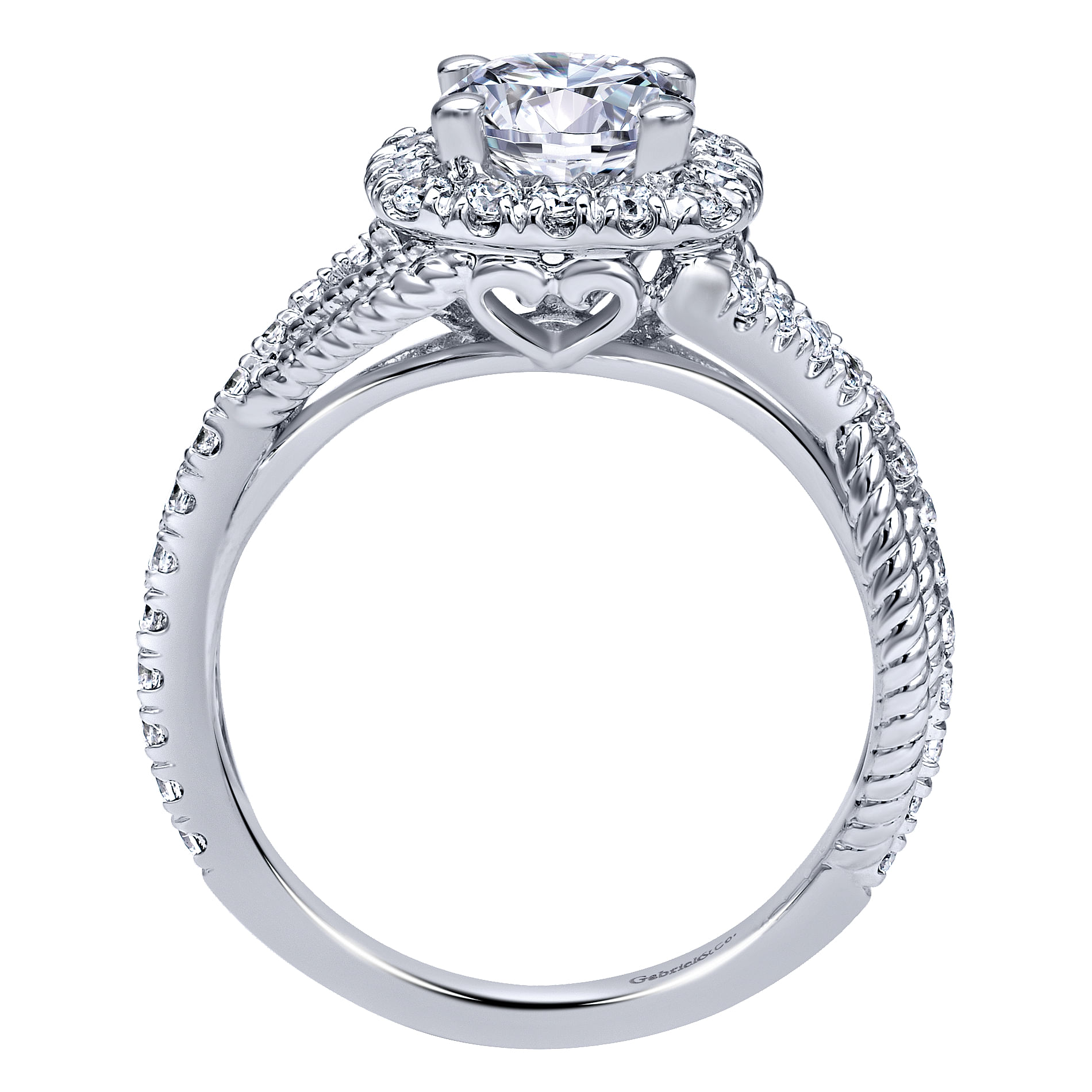 14k White Gold Diamond Halo Engagement Ring angle 2 14k White Gold Diamond Halo Engagement Ring angle 2