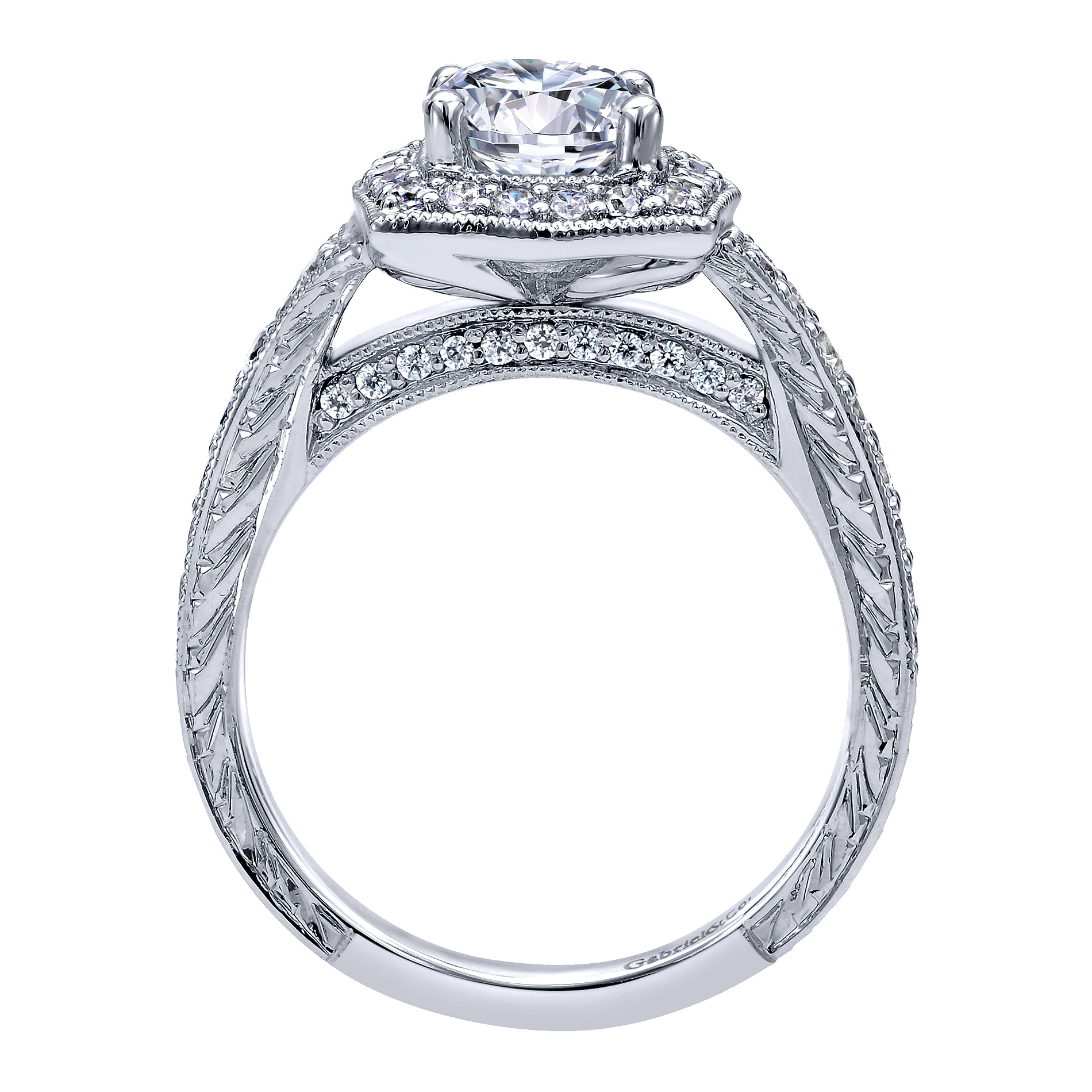14k White Gold Diamond Halo Engagement Ring angle 2 14k White Gold Diamond Halo Engagement Ring angle 2