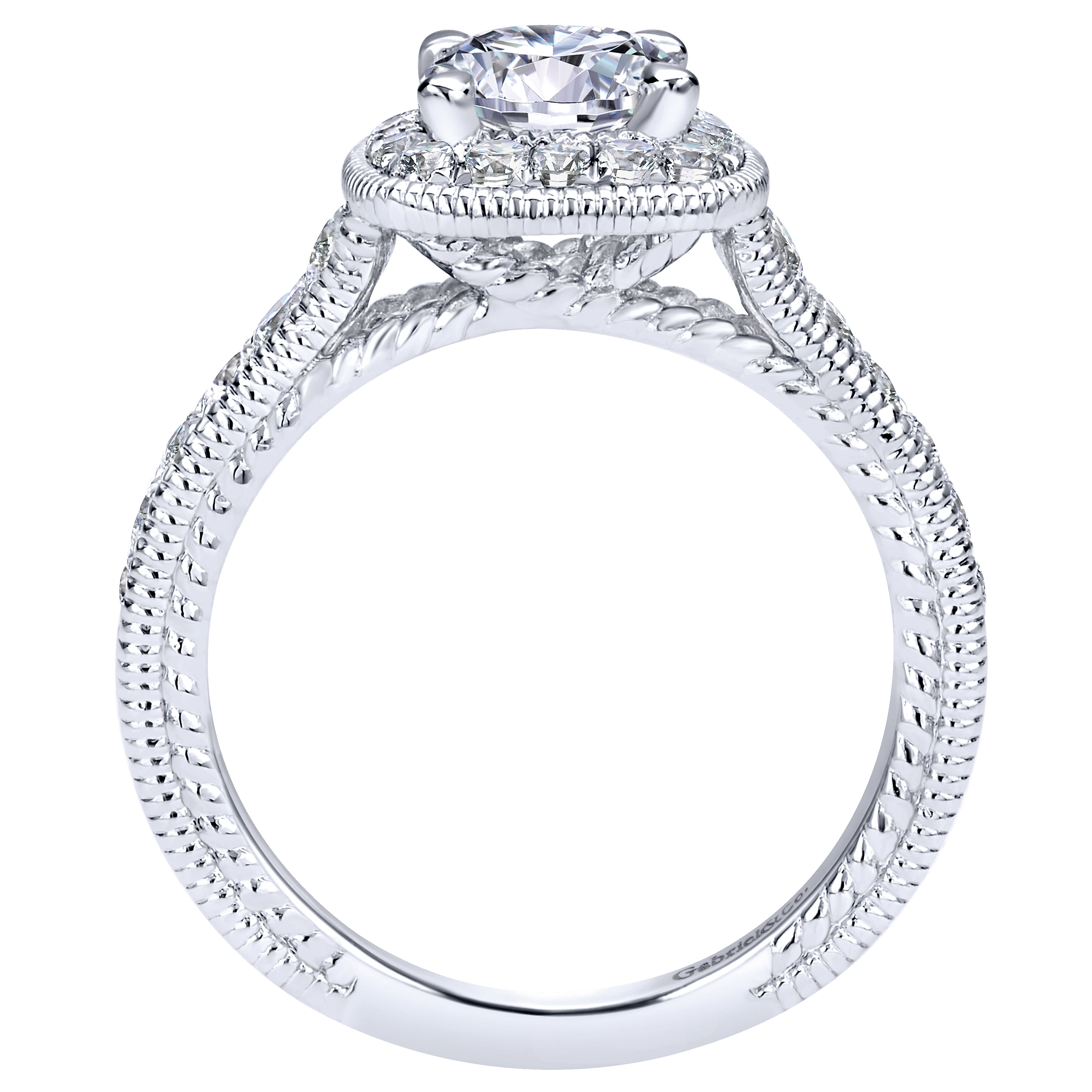 14k White Gold Diamond Halo Engagement Ring angle 2 14k White Gold Diamond Halo Engagement Ring angle 2