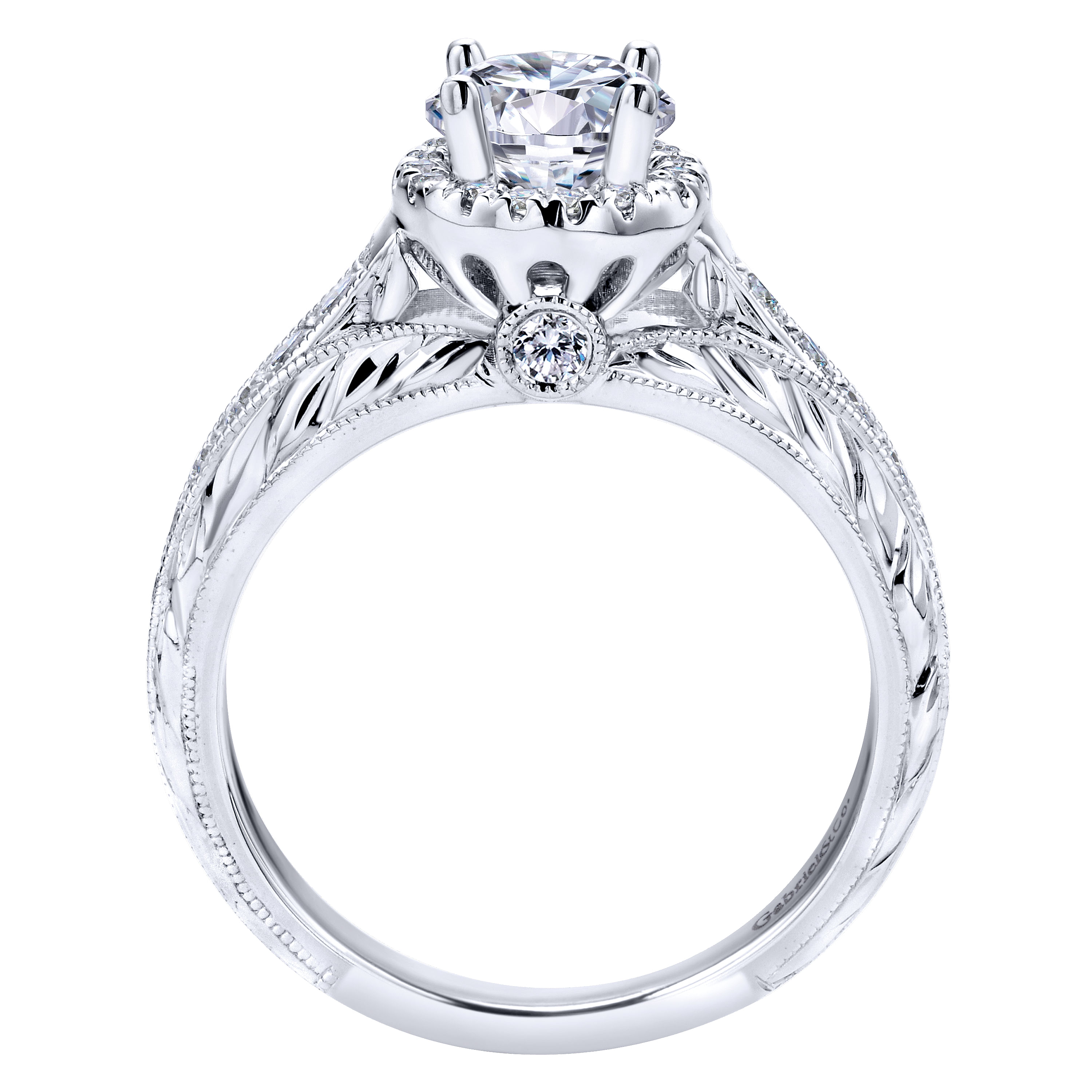14k White Gold Diamond Halo Engagement Ring angle 2 14k White Gold Diamond Halo Engagement Ring angle 2