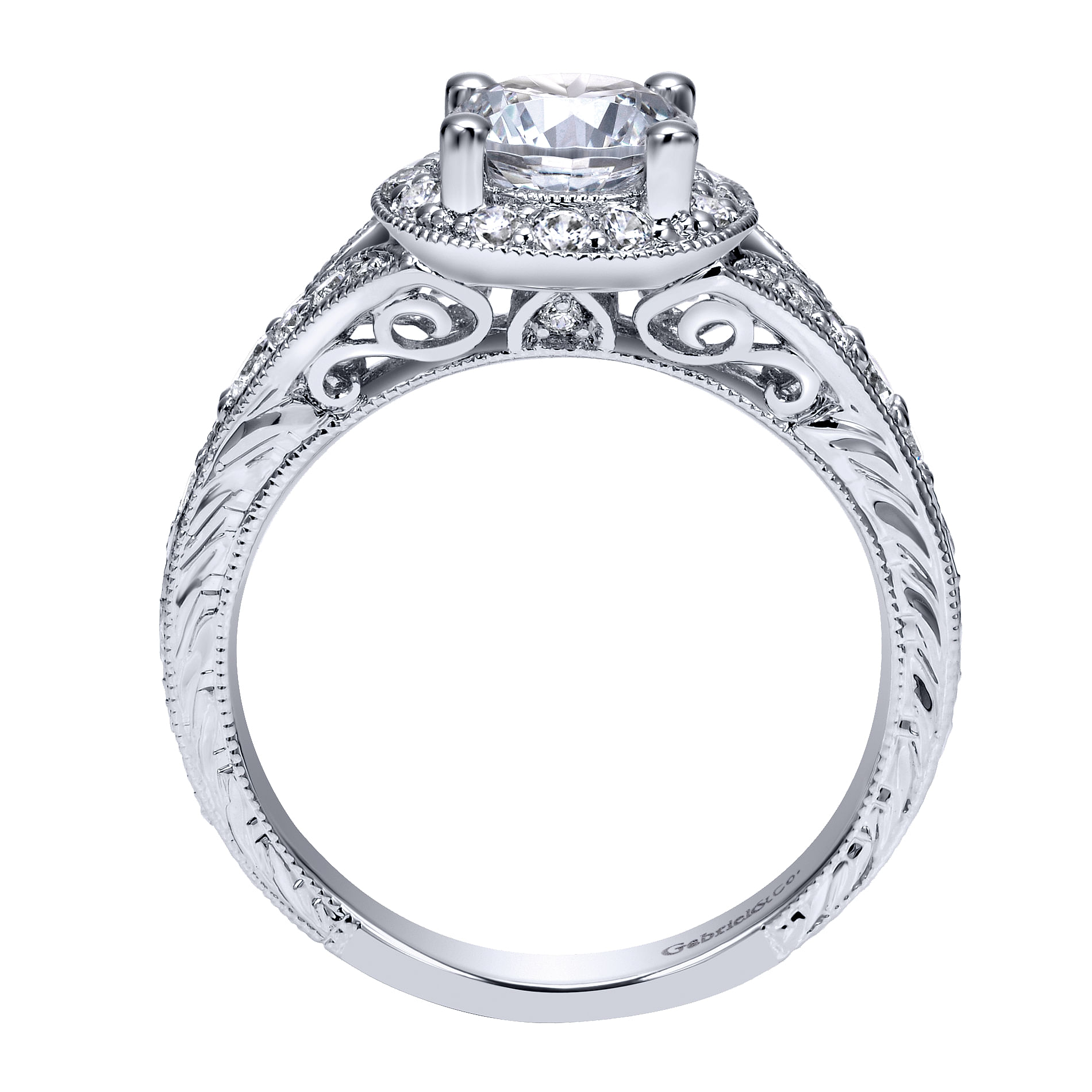 14k White Gold Diamond Halo Engagement Ring angle 2 14k White Gold Diamond Halo Engagement Ring angle 2