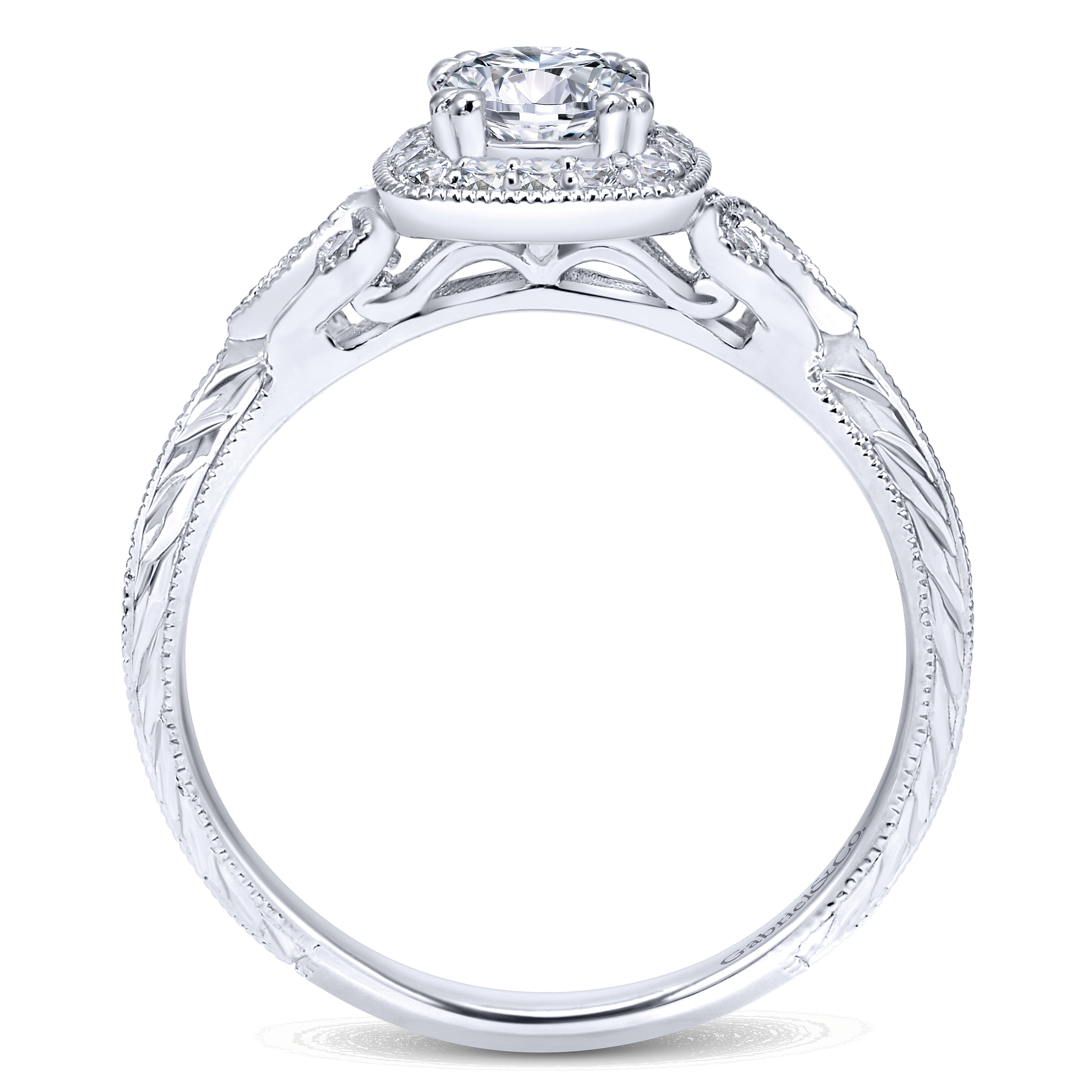 14k White Gold Diamond Halo Engagement Ring angle 2 14k White Gold Diamond Halo Engagement Ring angle 2