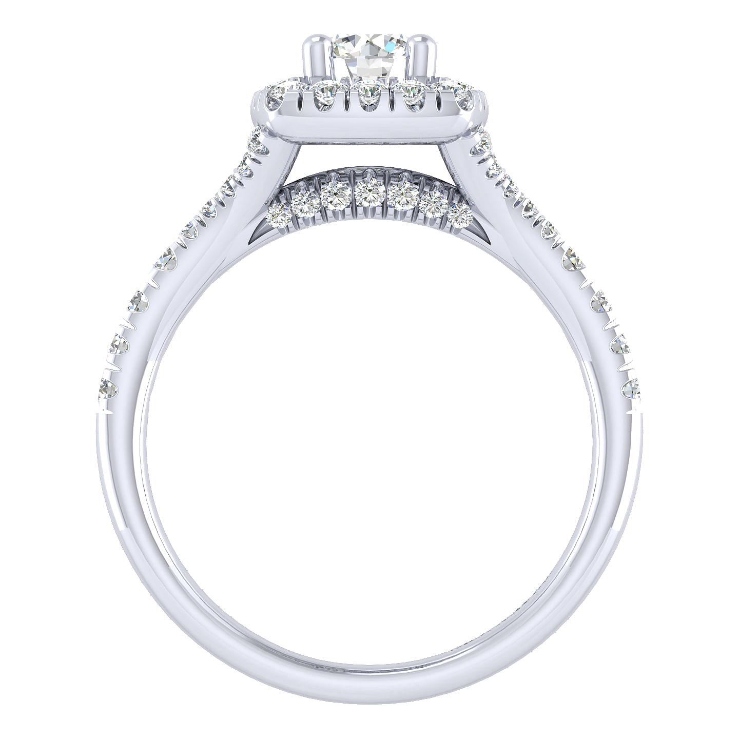 14k White Gold Diamond Halo Engagement Ring angle 2 14k White Gold Diamond Halo Engagement Ring angle 2
