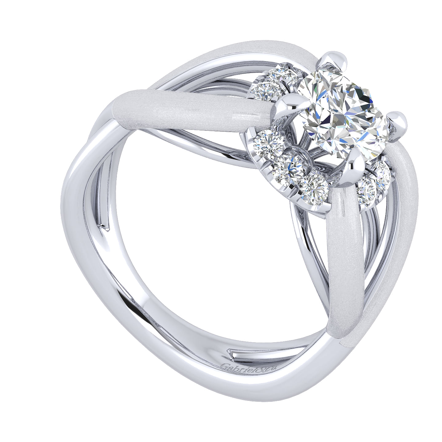 14k White Gold Diamond Halo Engagement Ring angle 3 14k White Gold Diamond Halo Engagement Ring angle 3
