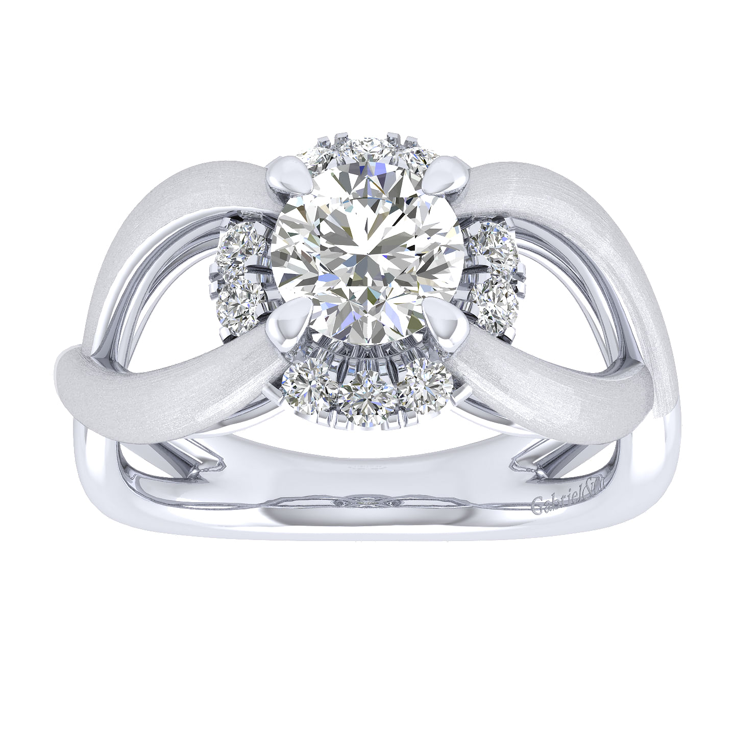 14k White Gold Diamond Halo Engagement Ring angle 5 14k White Gold Diamond Halo Engagement Ring angle 5