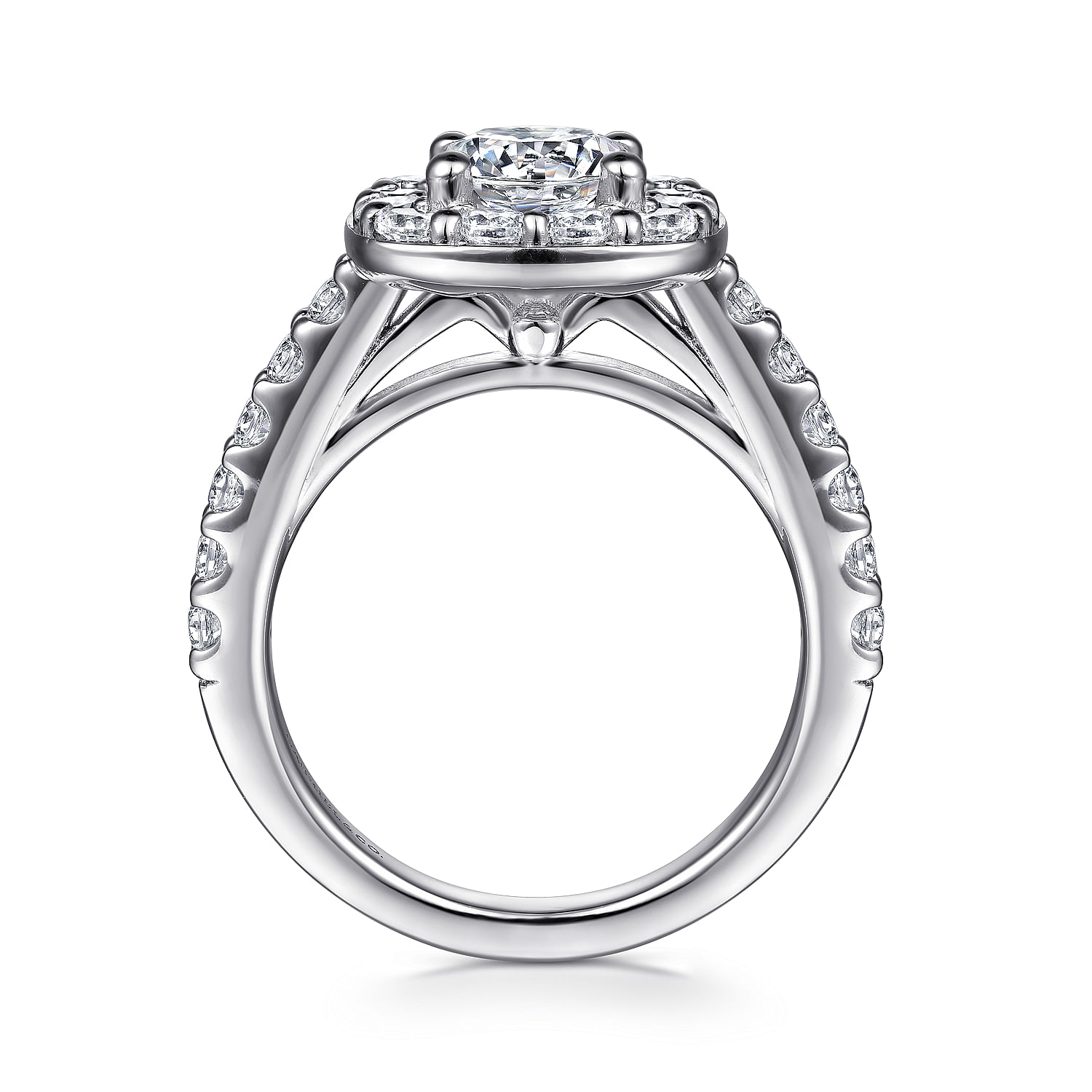 14k White Gold Diamond Halo Engagement Ring angle 2 14k White Gold Diamond Halo Engagement Ring angle 2