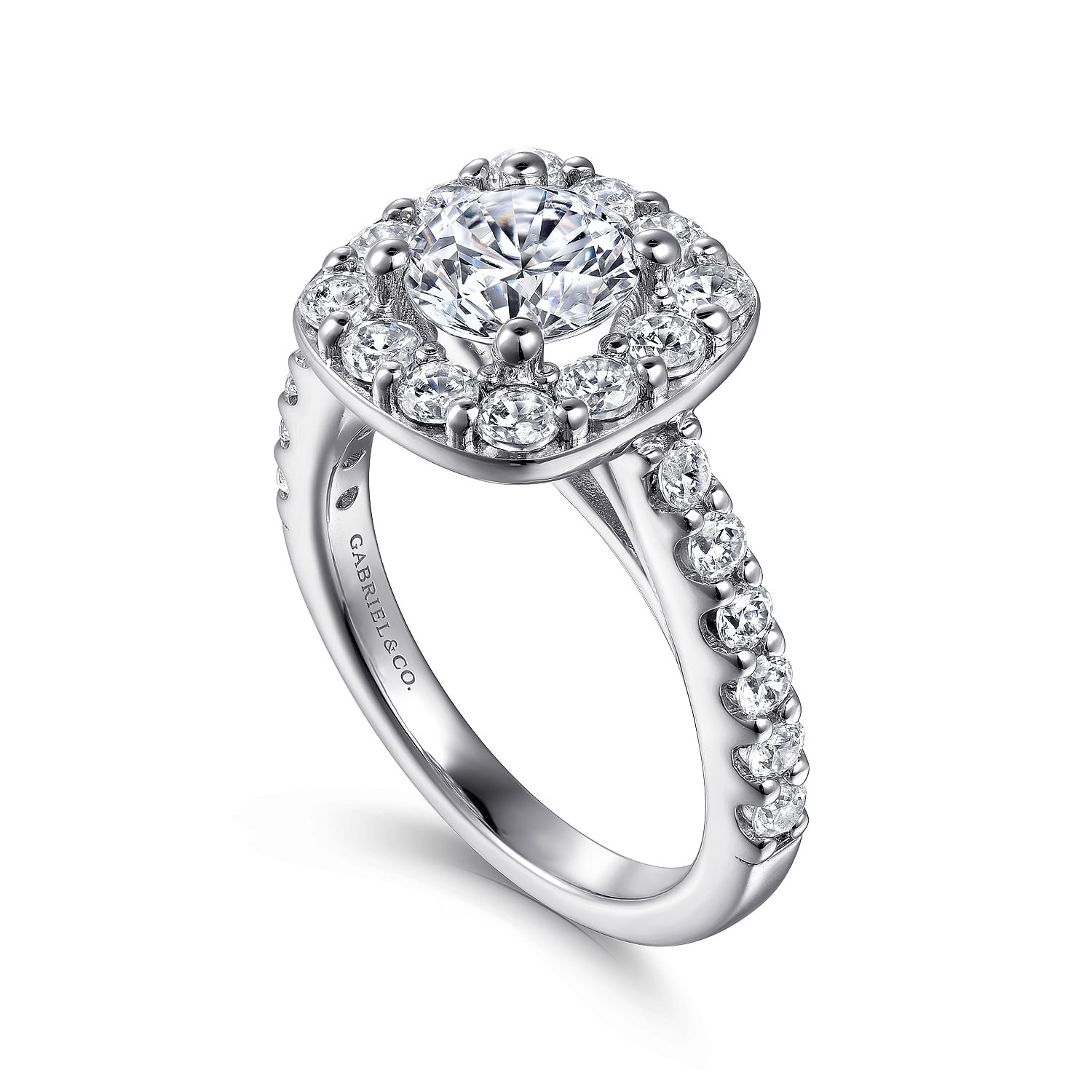 14k White Gold Diamond Halo Engagement Ring angle 3 14k White Gold Diamond Halo Engagement Ring angle 3