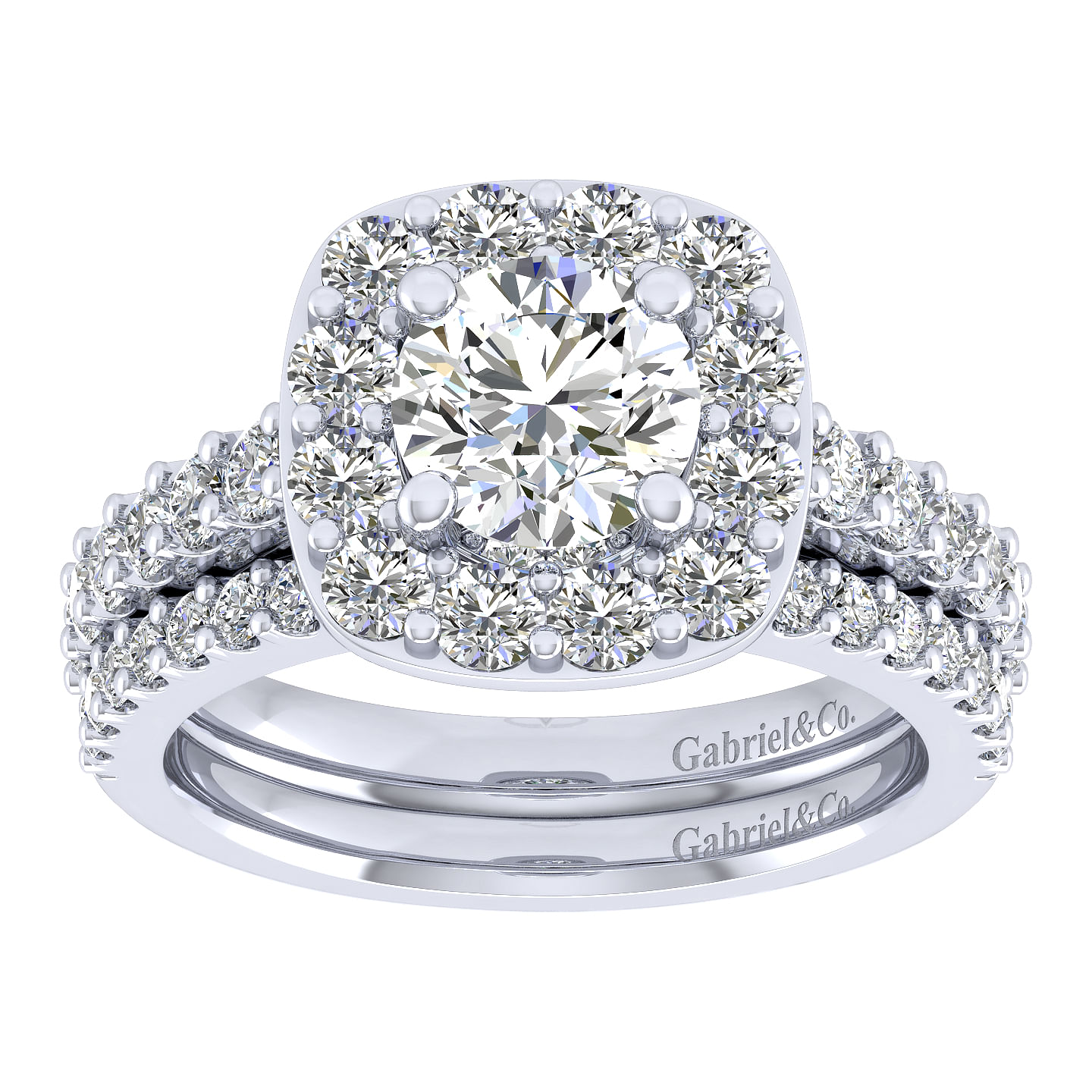 14k White Gold Diamond Halo Engagement Ring angle 4 14k White Gold Diamond Halo Engagement Ring angle 4