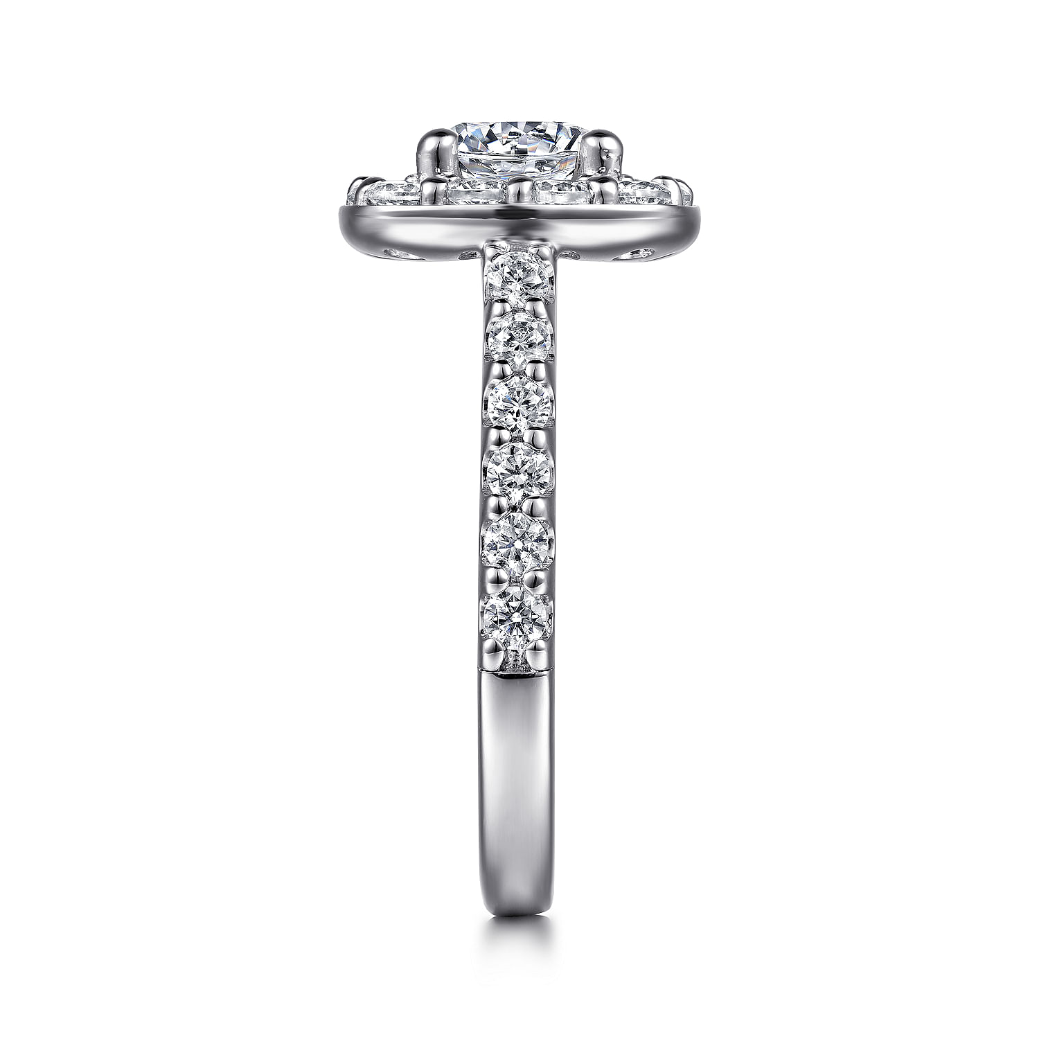 14k White Gold Diamond Halo Engagement Ring angle 5 14k White Gold Diamond Halo Engagement Ring angle 5