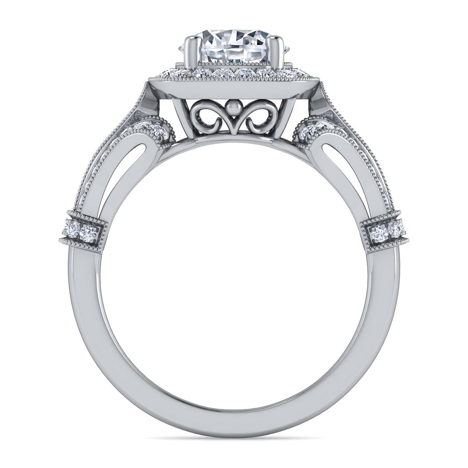 14k White Gold Diamond Halo Engagement Ring angle 2 14k White Gold Diamond Halo Engagement Ring angle 2