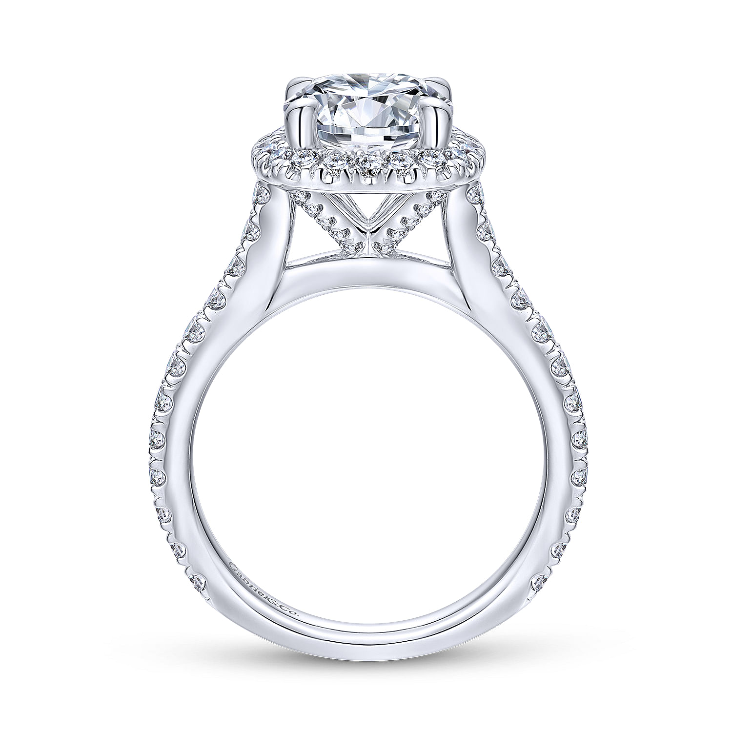 14k White Gold Diamond Halo Engagement Ring angle 2 14k White Gold Diamond Halo Engagement Ring angle 2