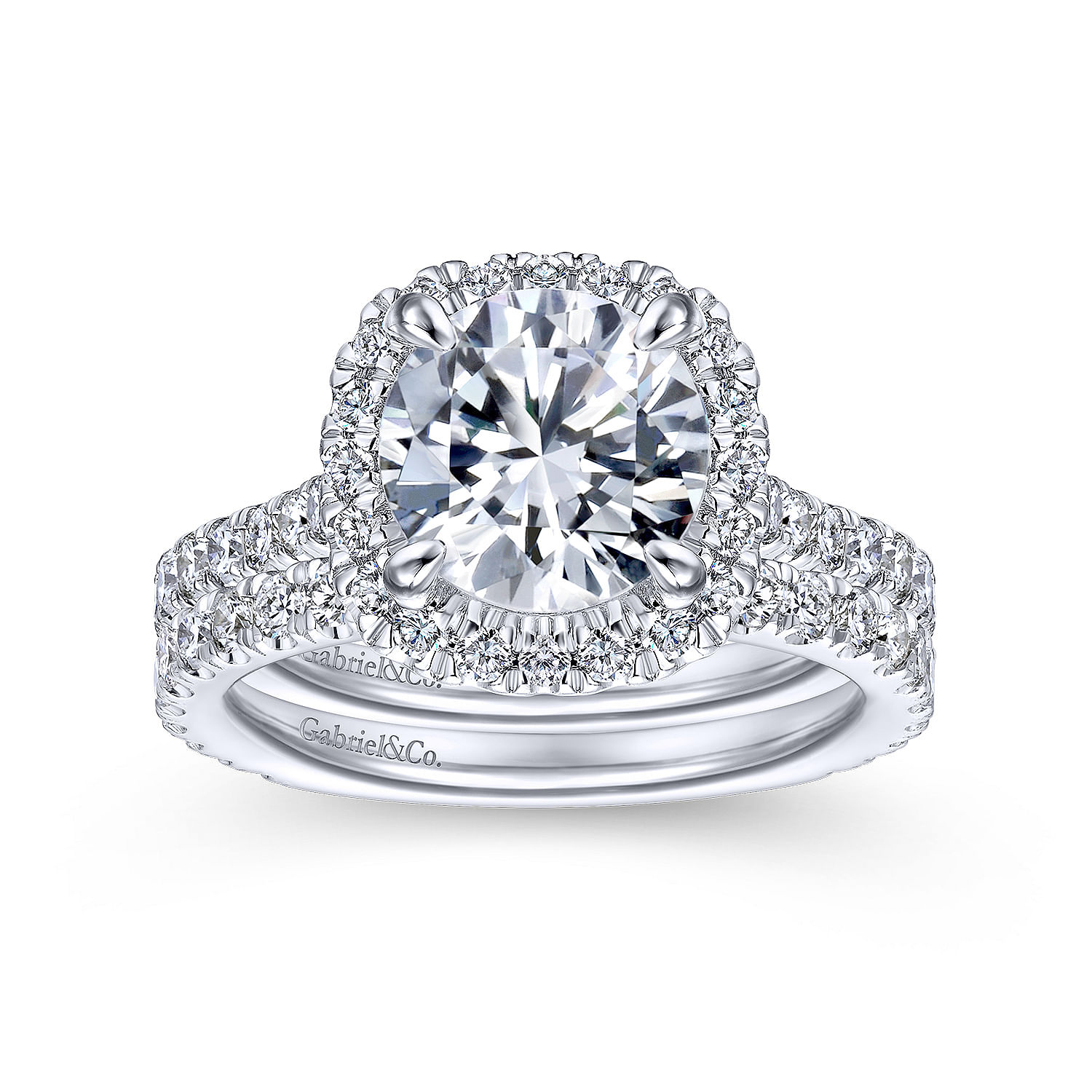 14k White Gold Diamond Halo Engagement Ring angle 4 14k White Gold Diamond Halo Engagement Ring angle 4