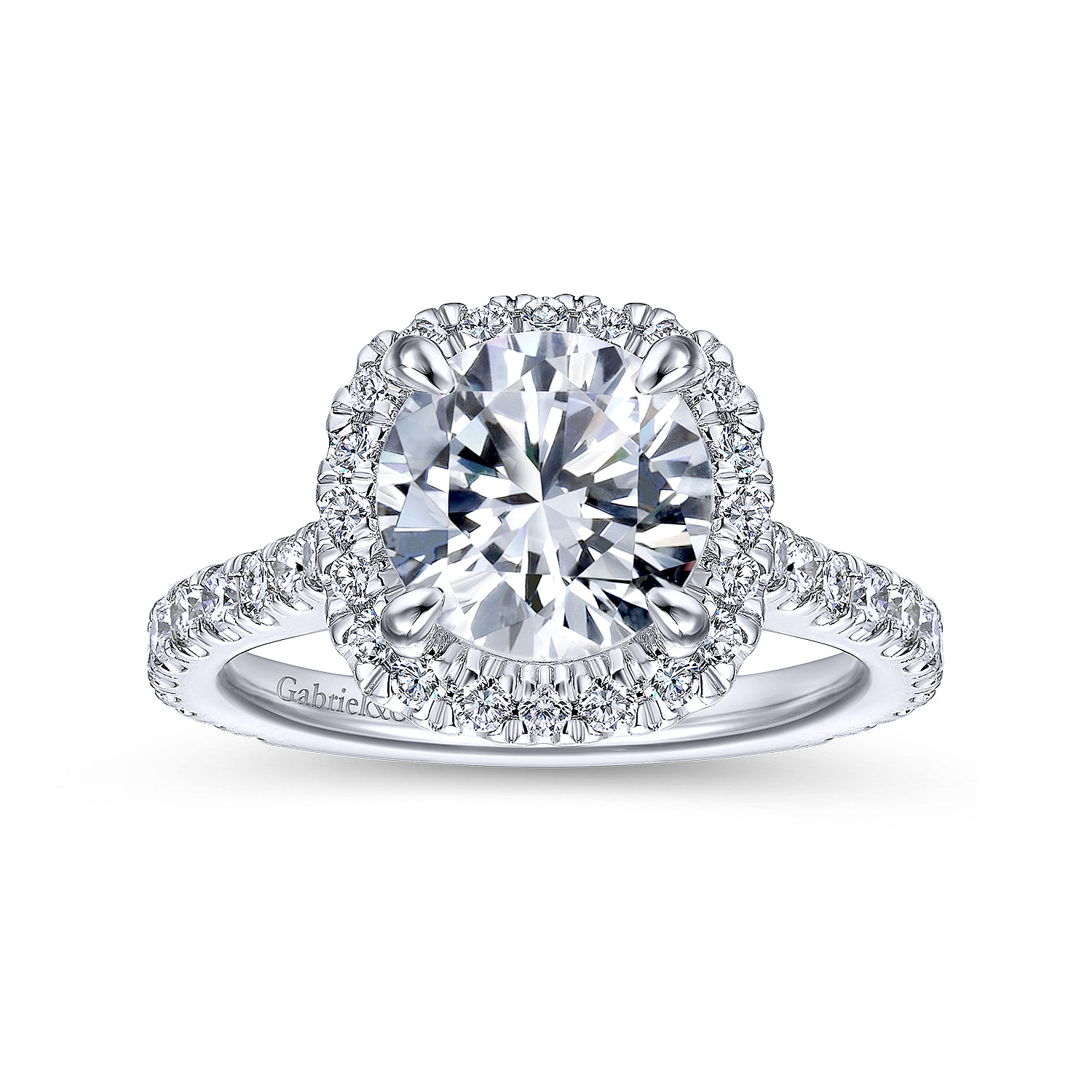14k White Gold Diamond Halo Engagement Ring angle 5 14k White Gold Diamond Halo Engagement Ring angle 5