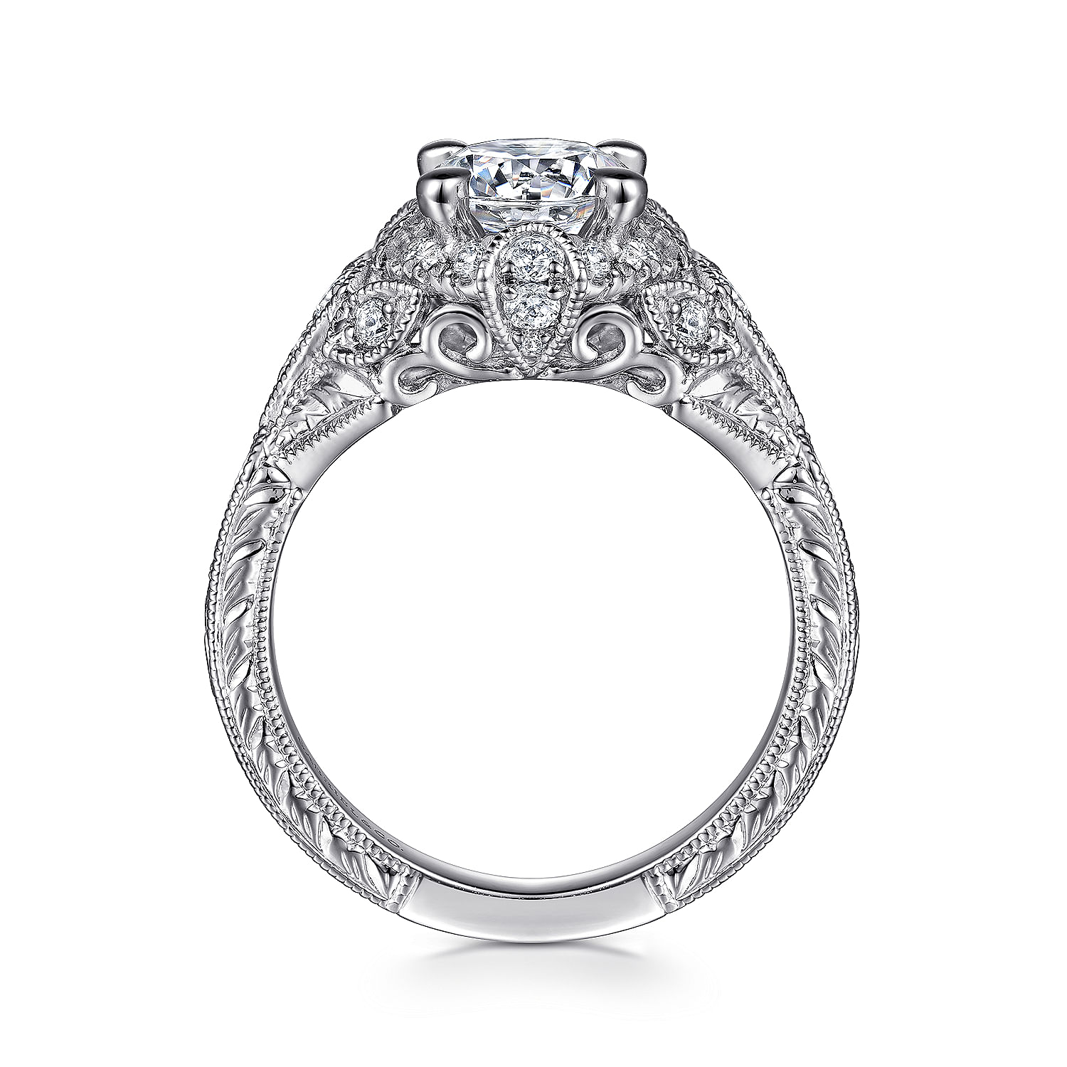 14k White Gold Diamond Halo Engagement Ring angle 2 14k White Gold Diamond Halo Engagement Ring angle 2