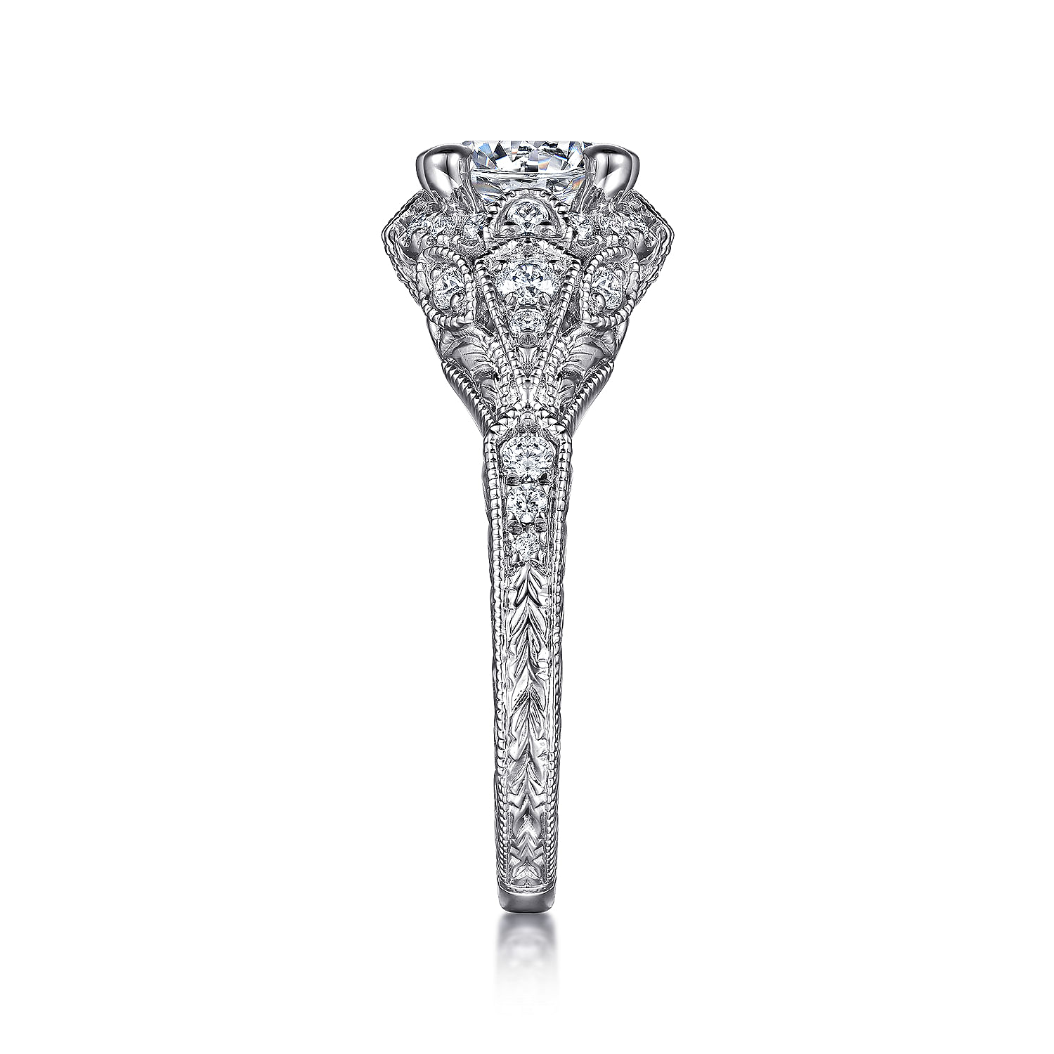 14k White Gold Diamond Halo Engagement Ring angle 5 14k White Gold Diamond Halo Engagement Ring angle 5