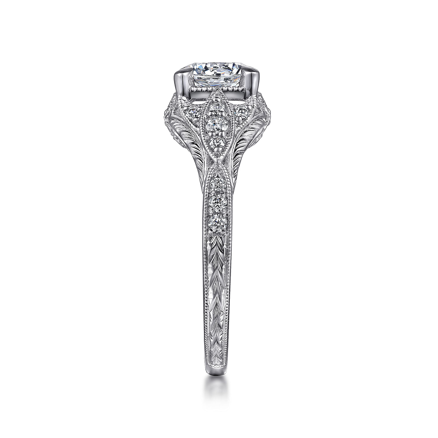 14k White Gold Diamond Halo Engagement Ring angle 5 14k White Gold Diamond Halo Engagement Ring angle 5