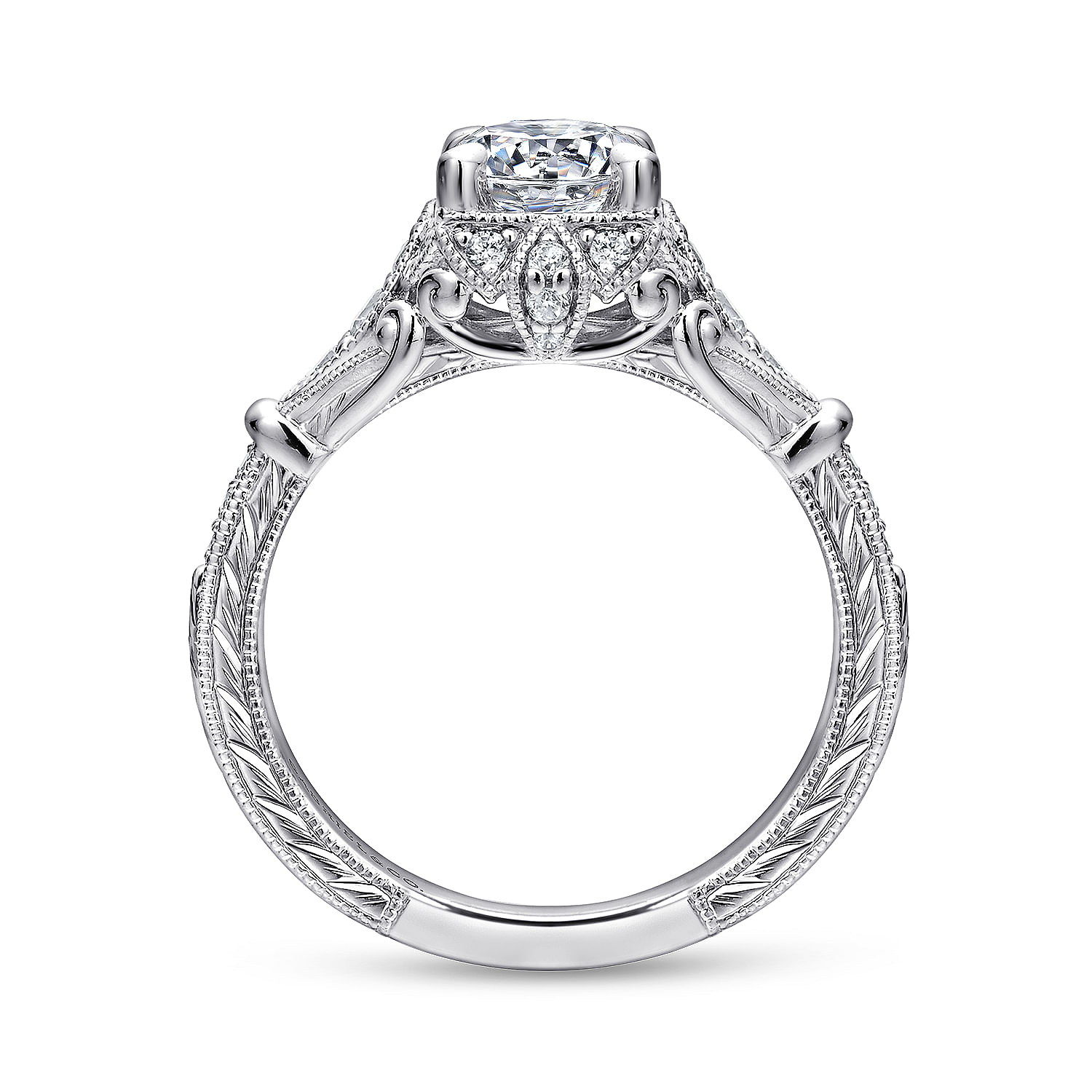 14k White Gold Diamond Halo Engagement Ring angle 2 14k White Gold Diamond Halo Engagement Ring angle 2