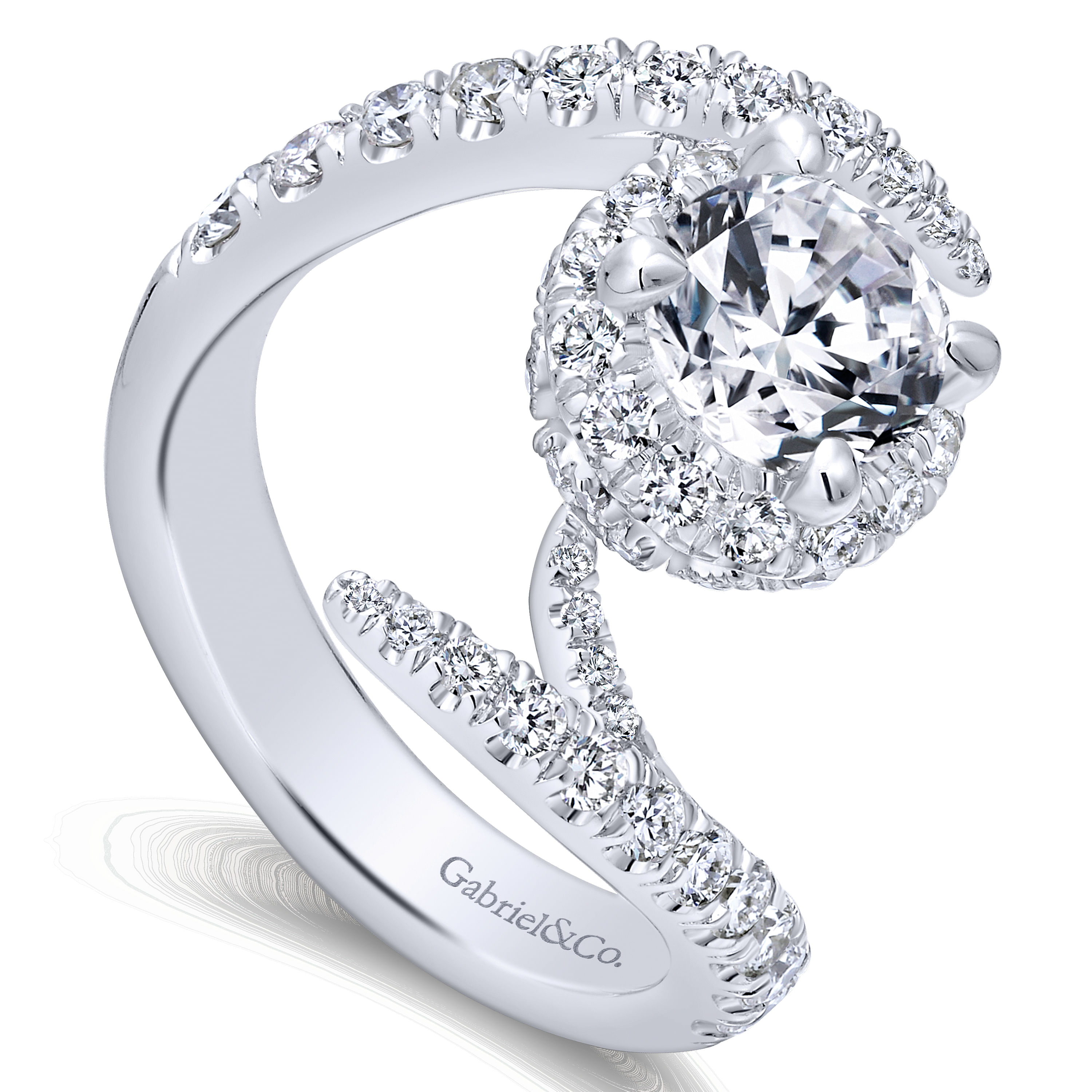 14k White Gold Diamond Halo Engagement Ring angle 3 14k White Gold Diamond Halo Engagement Ring angle 3