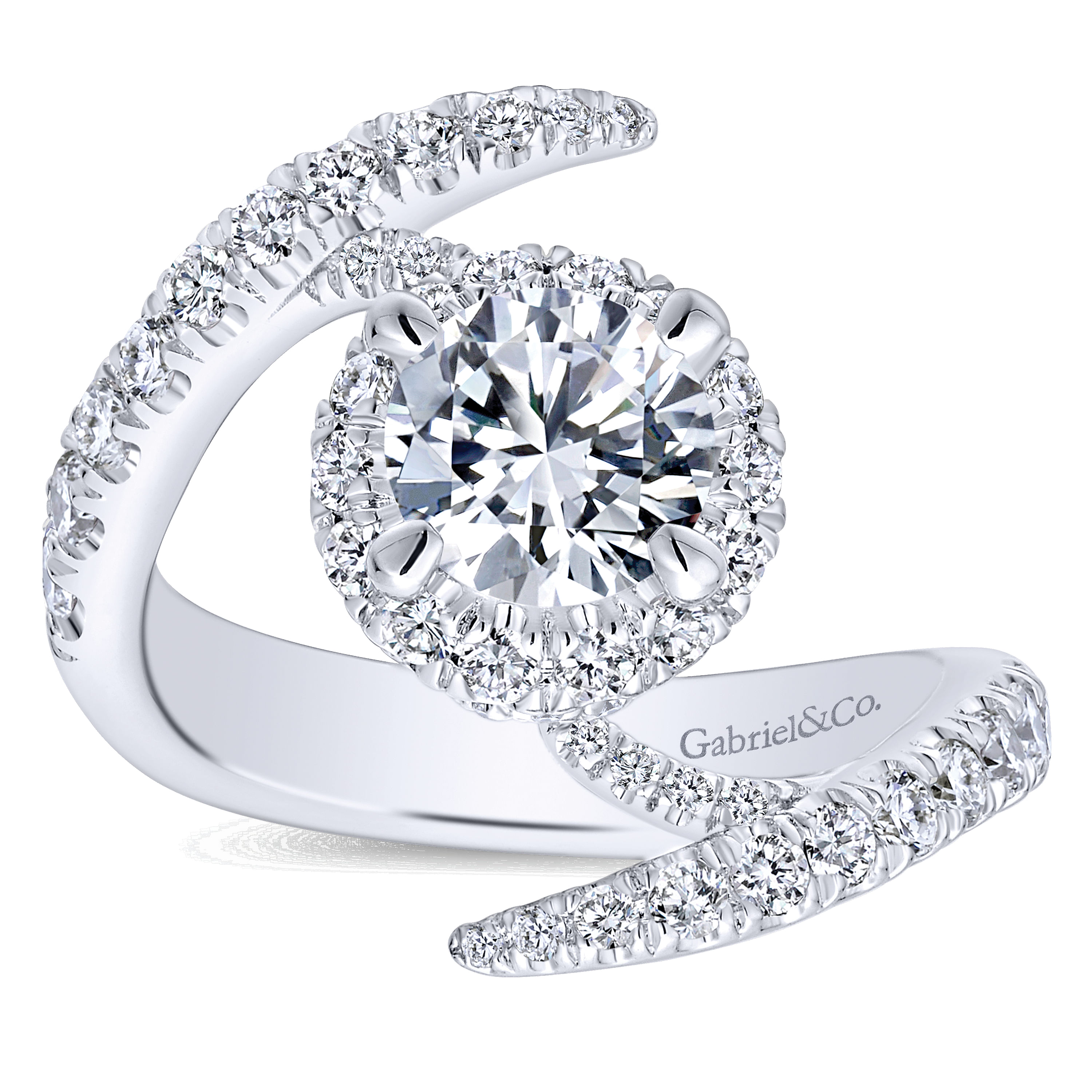 14k White Gold Diamond Halo Engagement Ring angle 5 14k White Gold Diamond Halo Engagement Ring angle 5