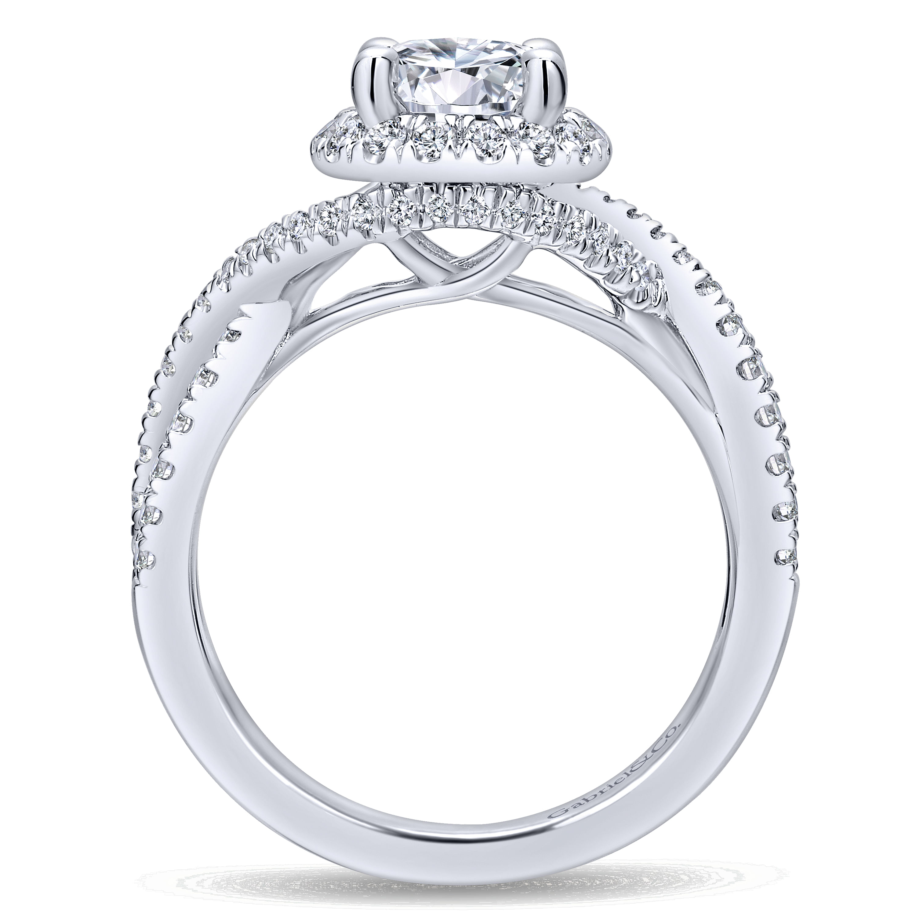 14k White Gold Diamond Halo Engagement Ring angle 2 14k White Gold Diamond Halo Engagement Ring angle 2