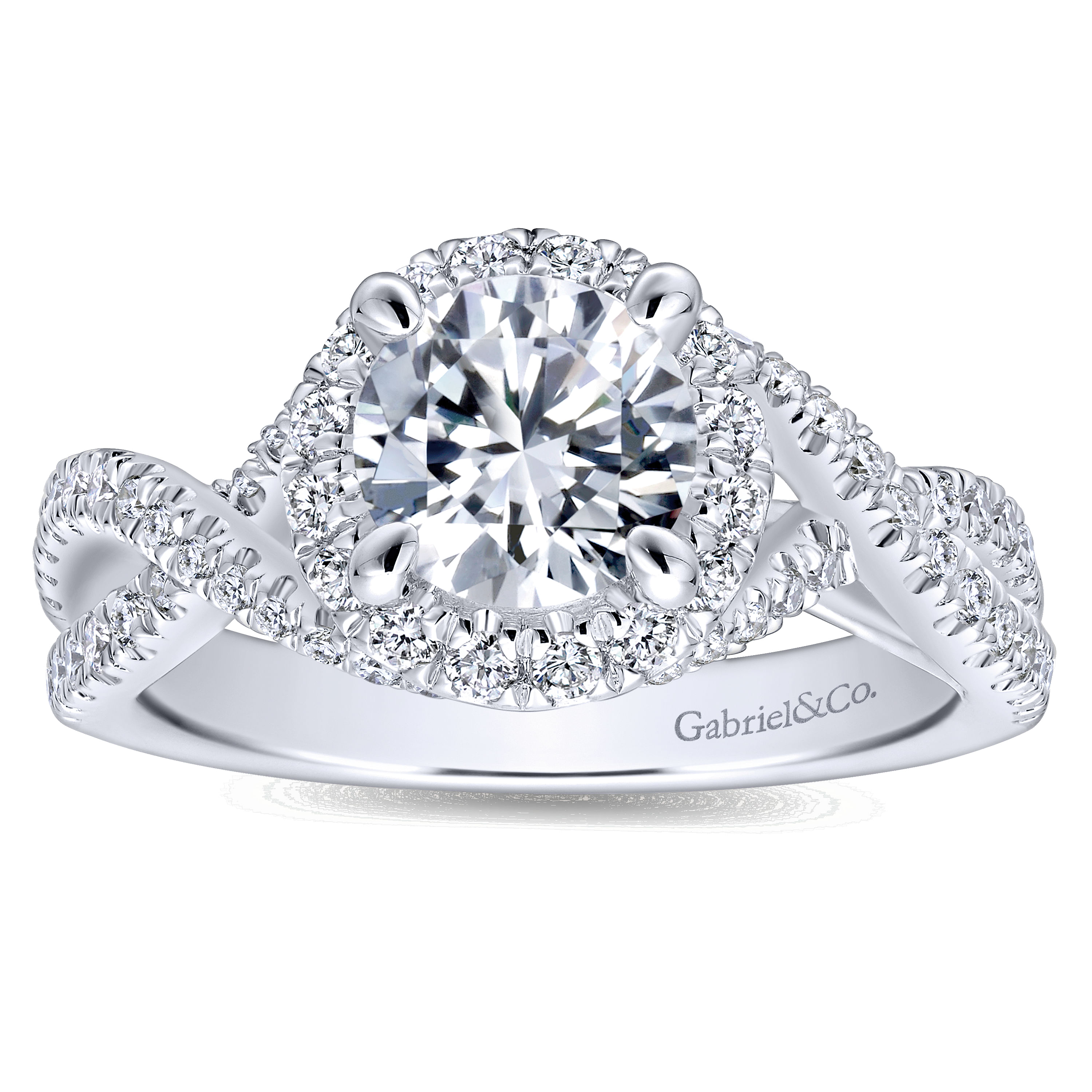 14k White Gold Diamond Halo Engagement Ring angle 5 14k White Gold Diamond Halo Engagement Ring angle 5