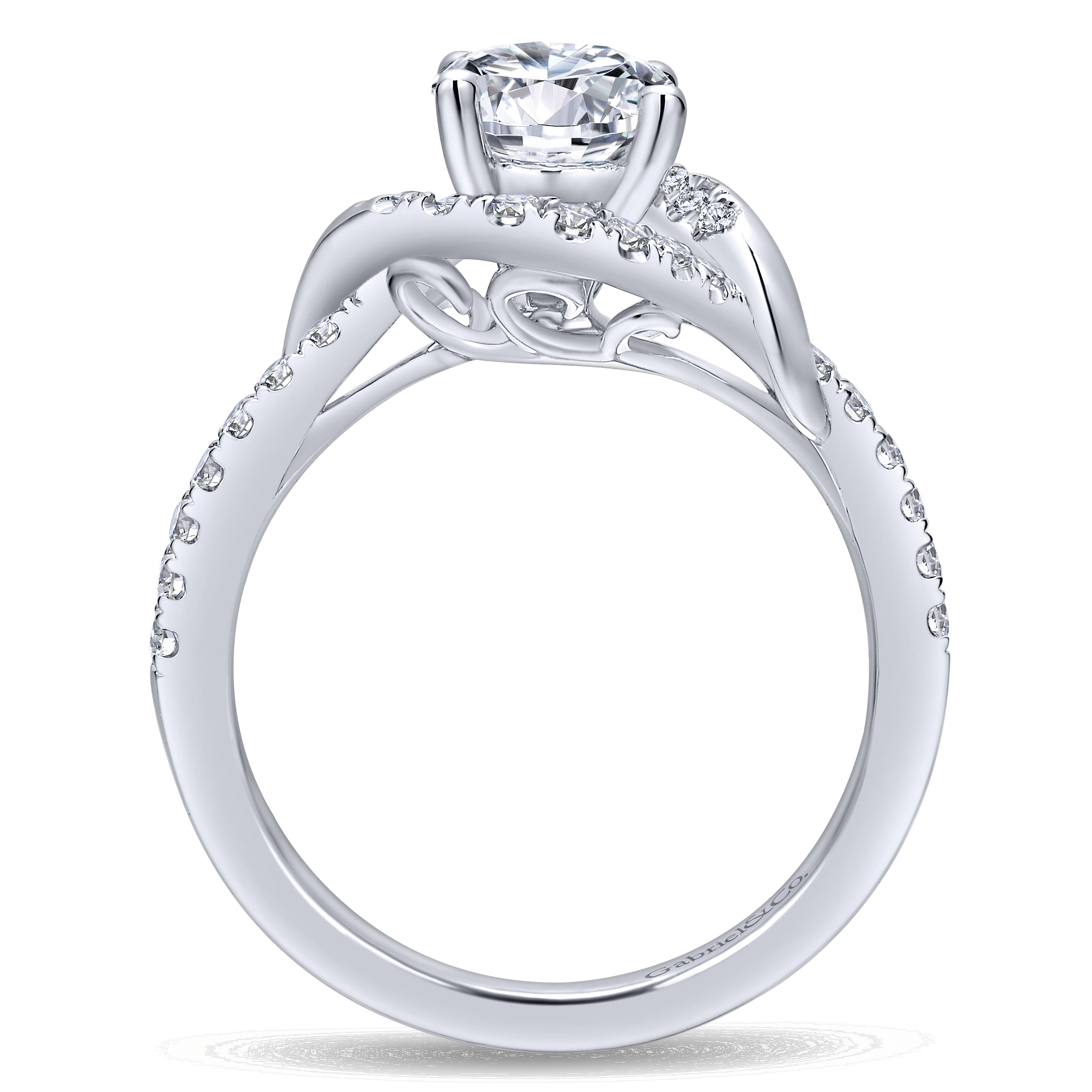 14k White Gold Diamond Halo Engagement Ring angle 2 14k White Gold Diamond Halo Engagement Ring angle 2