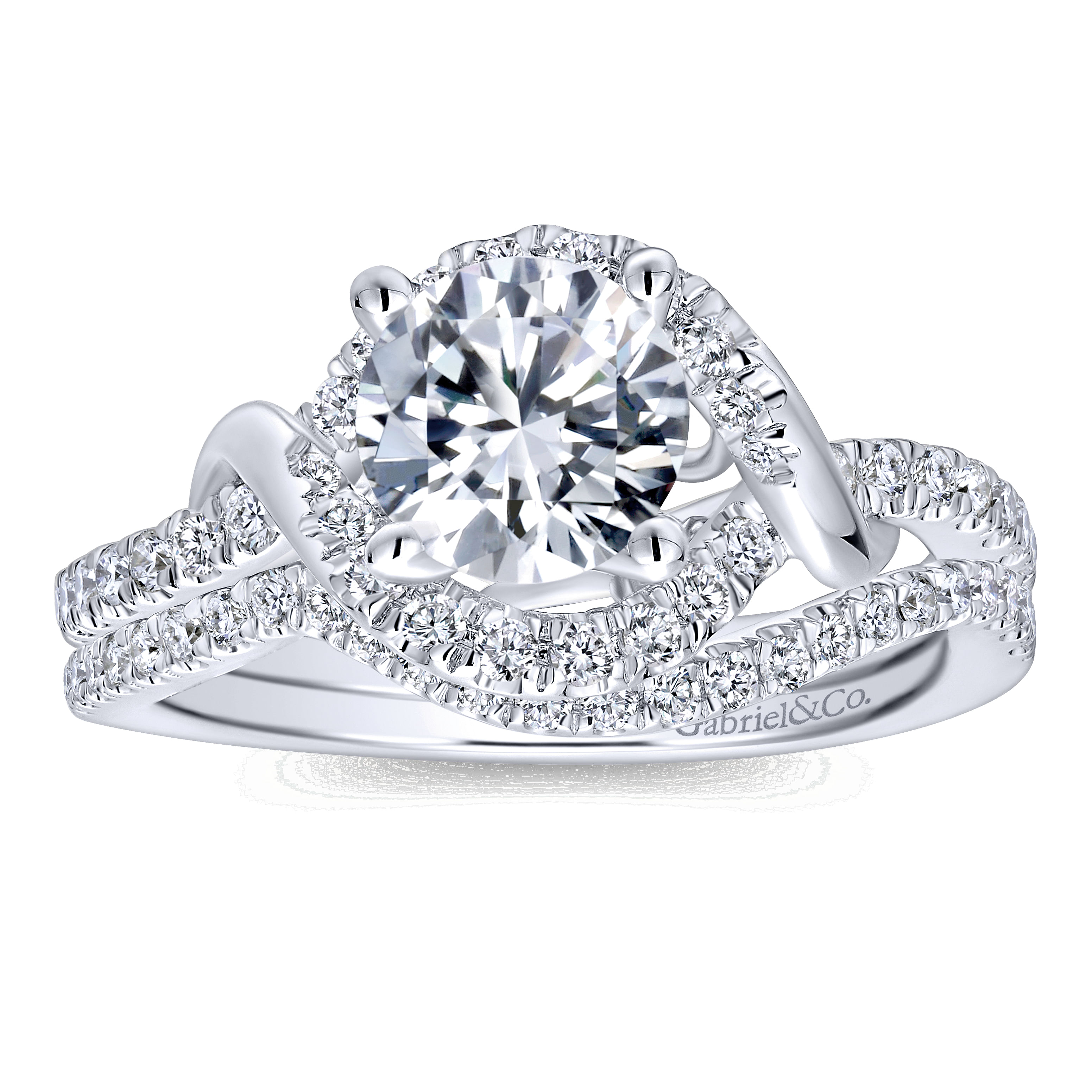 14k White Gold Diamond Halo Engagement Ring angle 4 14k White Gold Diamond Halo Engagement Ring angle 4