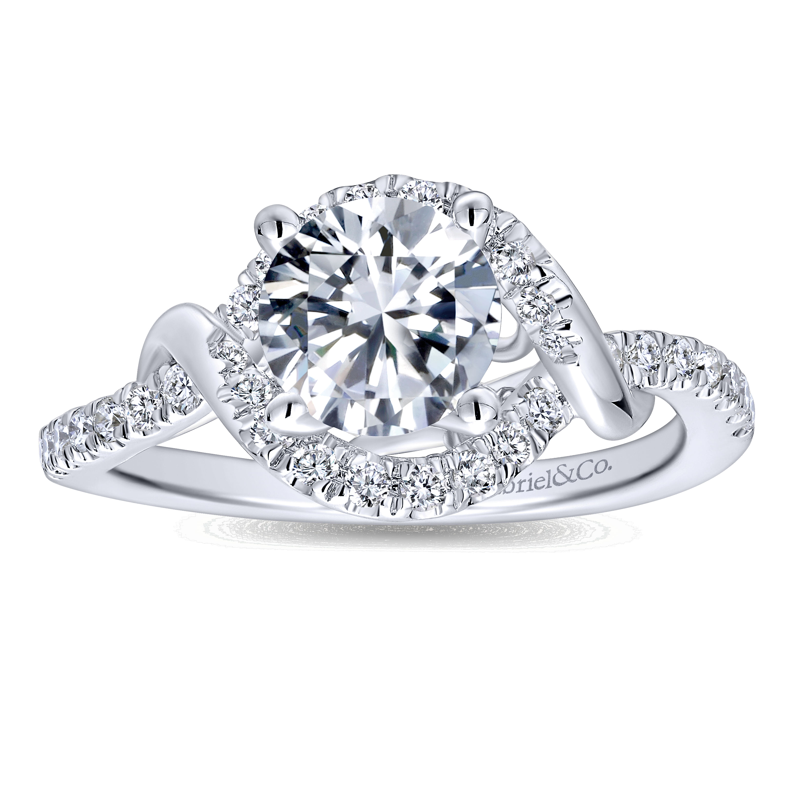 14k White Gold Diamond Halo Engagement Ring angle 5 14k White Gold Diamond Halo Engagement Ring angle 5