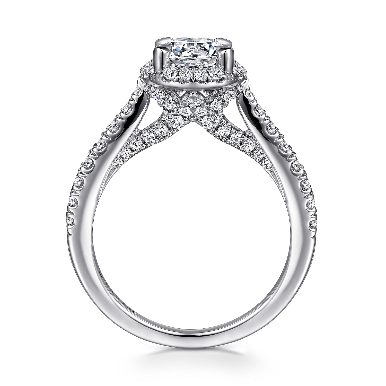 14k White Gold Diamond Halo Engagement Ring angle 2 14k White Gold Diamond Halo Engagement Ring angle 2