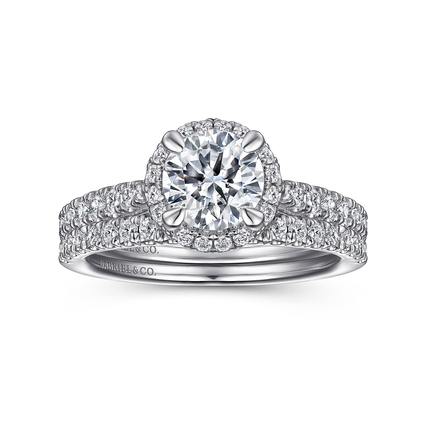 14k White Gold Diamond Halo Engagement Ring angle 4 14k White Gold Diamond Halo Engagement Ring angle 4