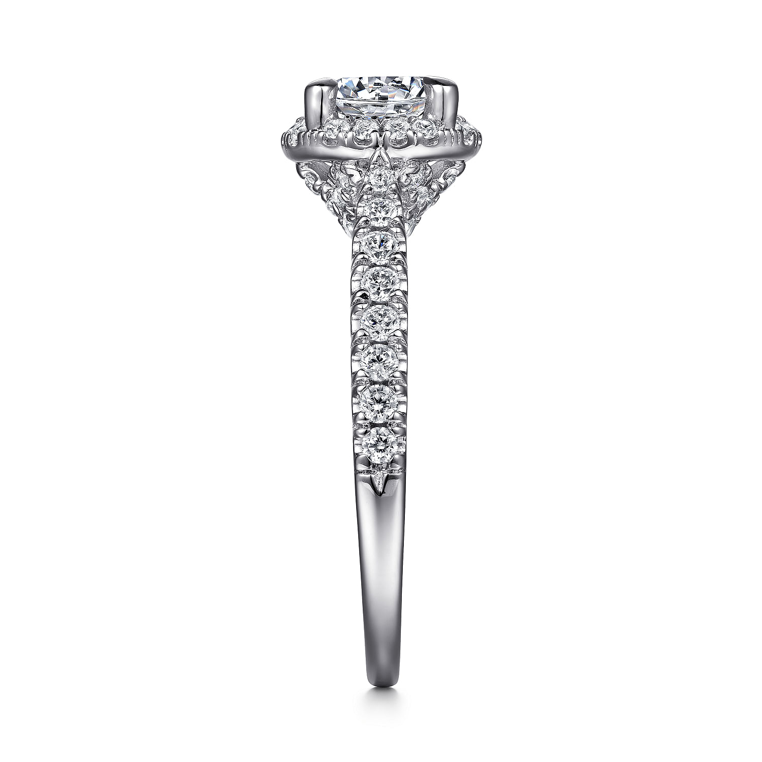 14k White Gold Diamond Halo Engagement Ring angle 5 14k White Gold Diamond Halo Engagement Ring angle 5