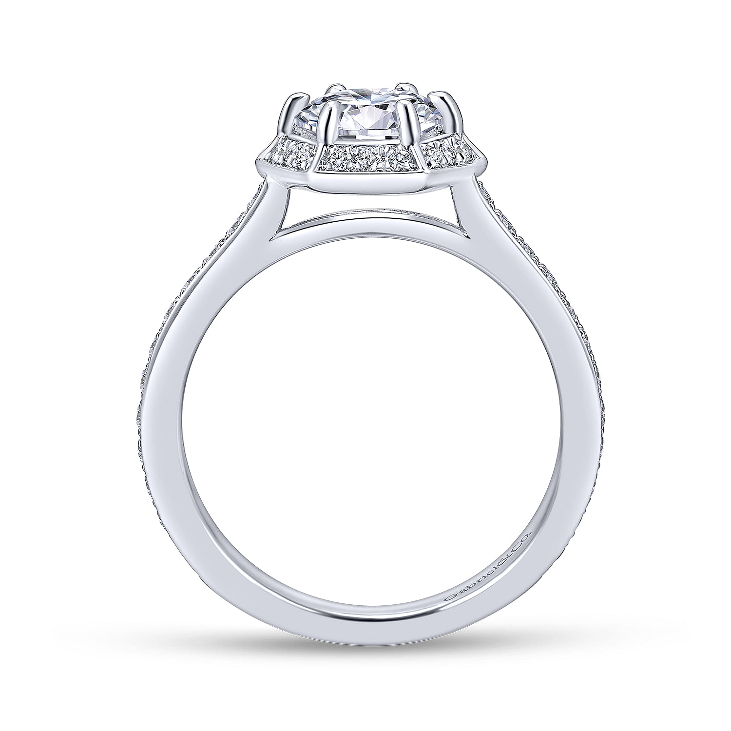 14k White Gold Diamond Halo Engagement Ring angle 2 14k White Gold Diamond Halo Engagement Ring angle 2