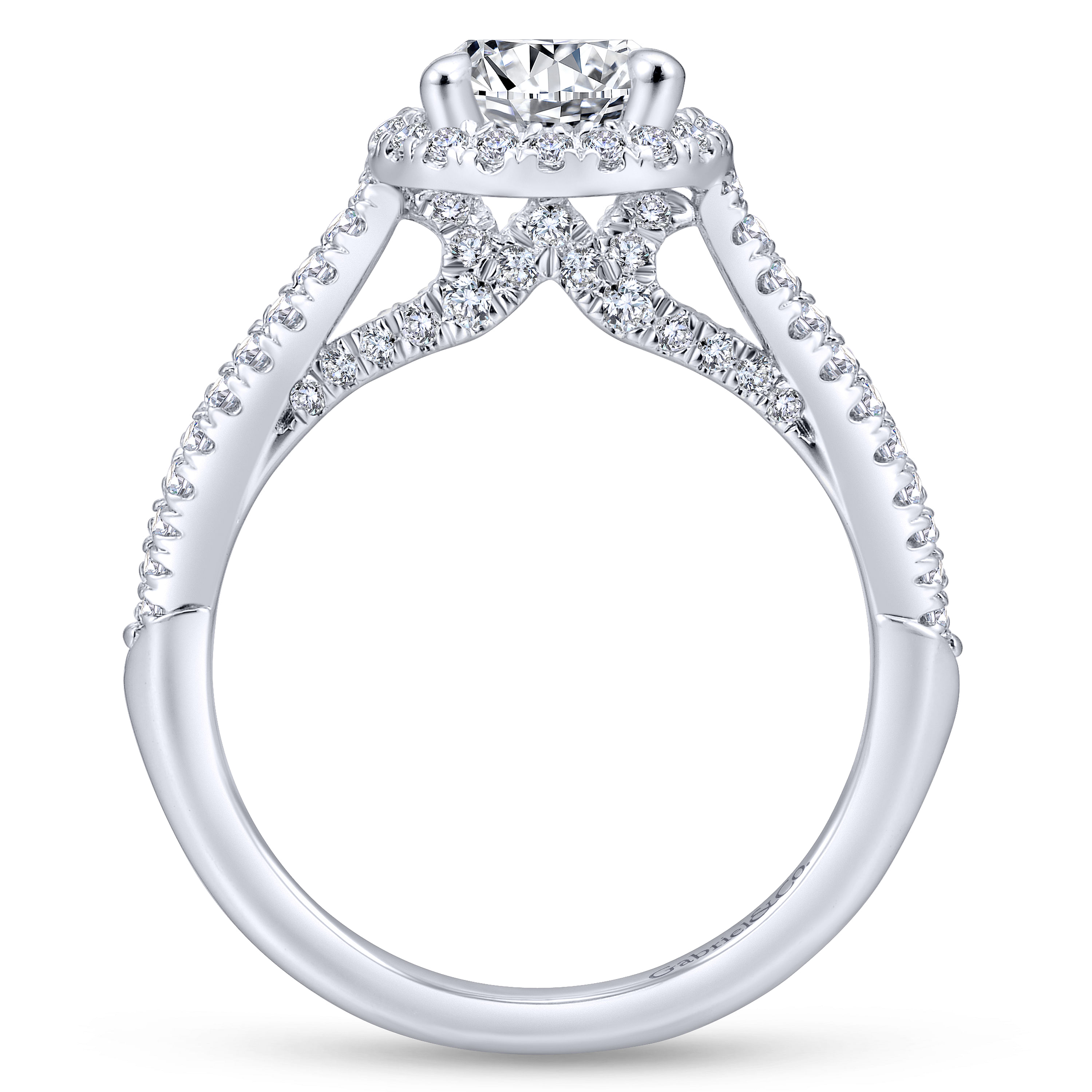 14k White Gold Diamond Halo Engagement Ring angle 2 14k White Gold Diamond Halo Engagement Ring angle 2