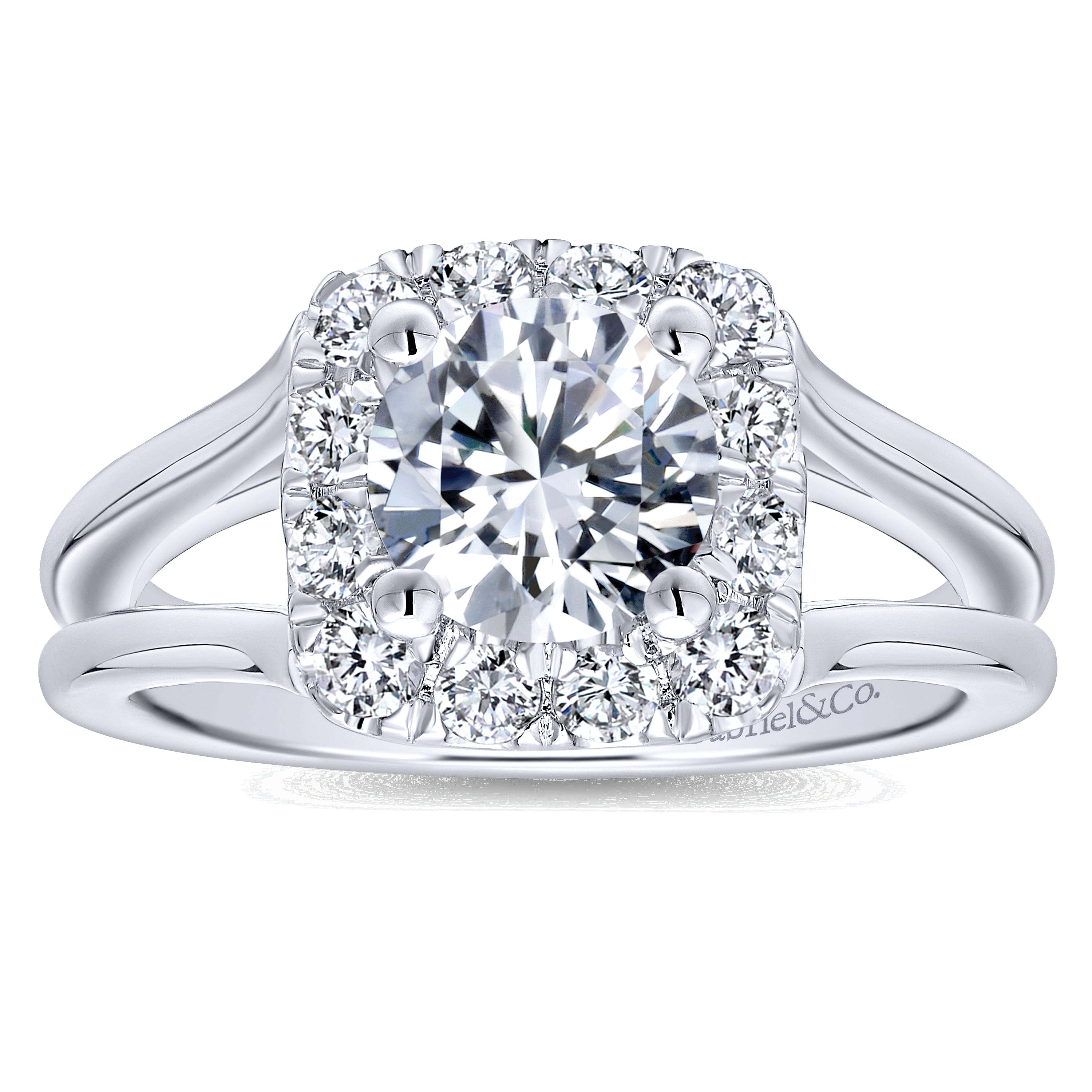 14k White Gold Diamond Halo Engagement Ring angle 5 14k White Gold Diamond Halo Engagement Ring angle 5