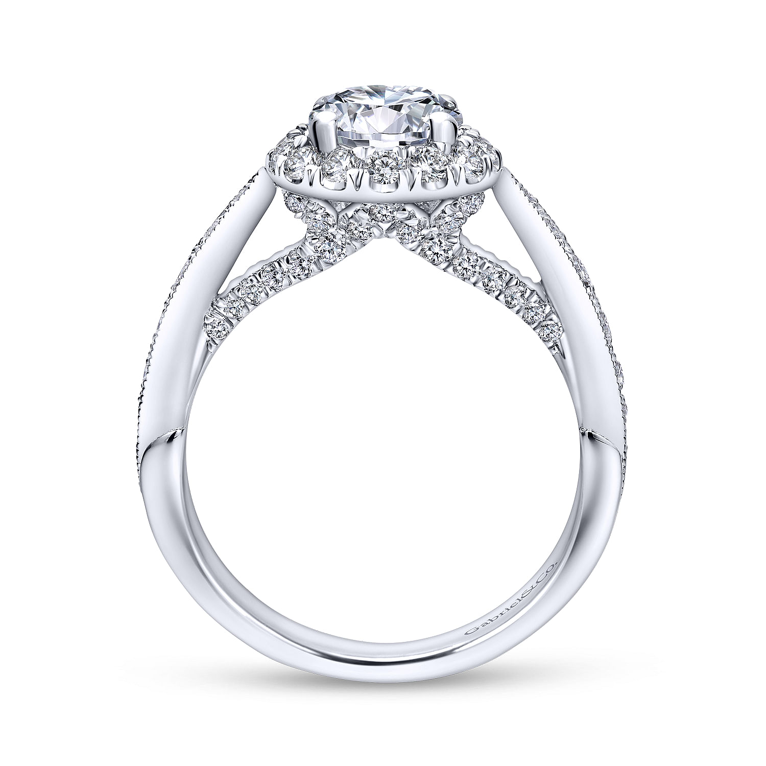 14k White Gold Diamond Halo Engagement Ring angle 2 14k White Gold Diamond Halo Engagement Ring angle 2