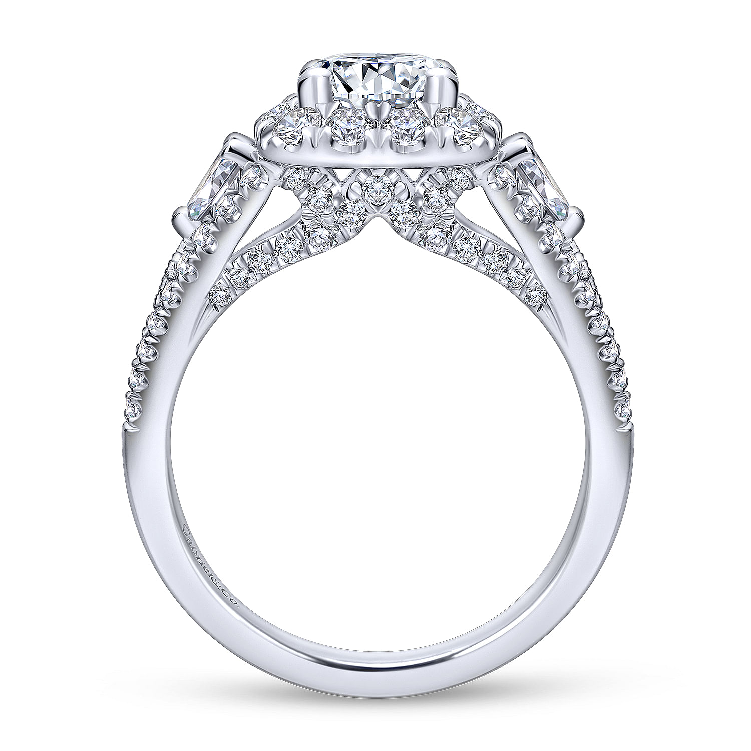 14k White Gold Diamond Halo Engagement Ring angle 2 14k White Gold Diamond Halo Engagement Ring angle 2