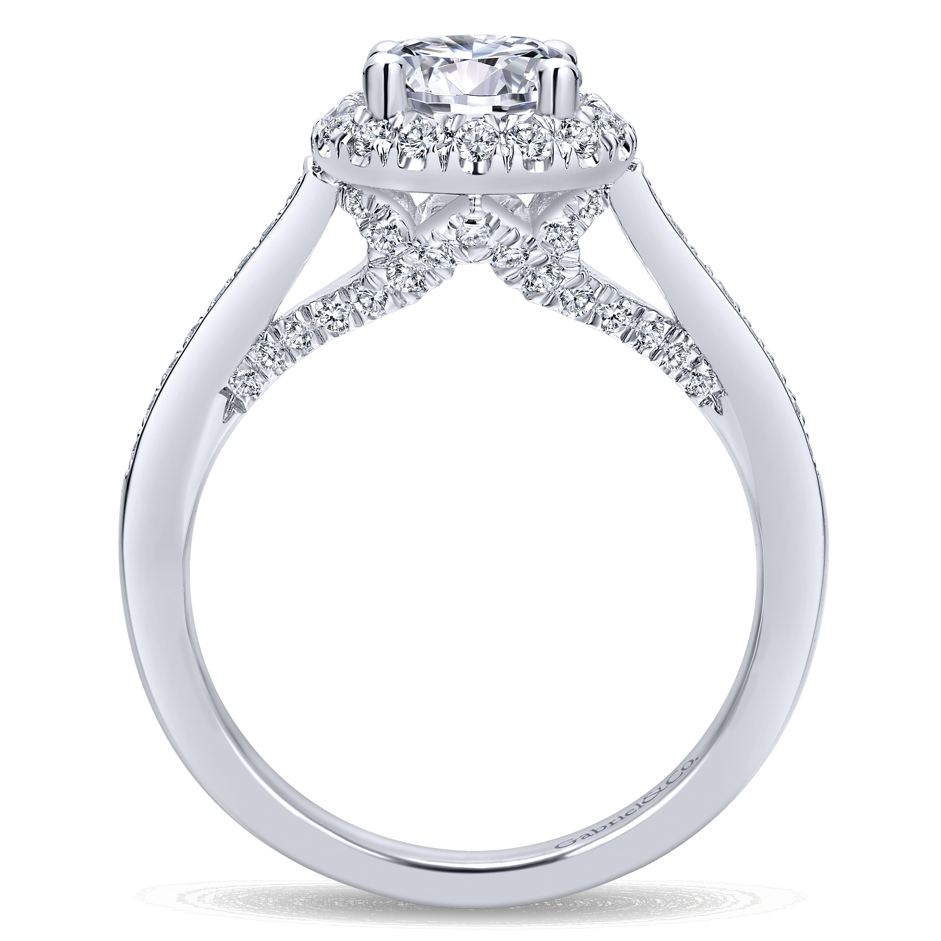 14k White Gold Diamond Halo Engagement Ring angle 2 14k White Gold Diamond Halo Engagement Ring angle 2