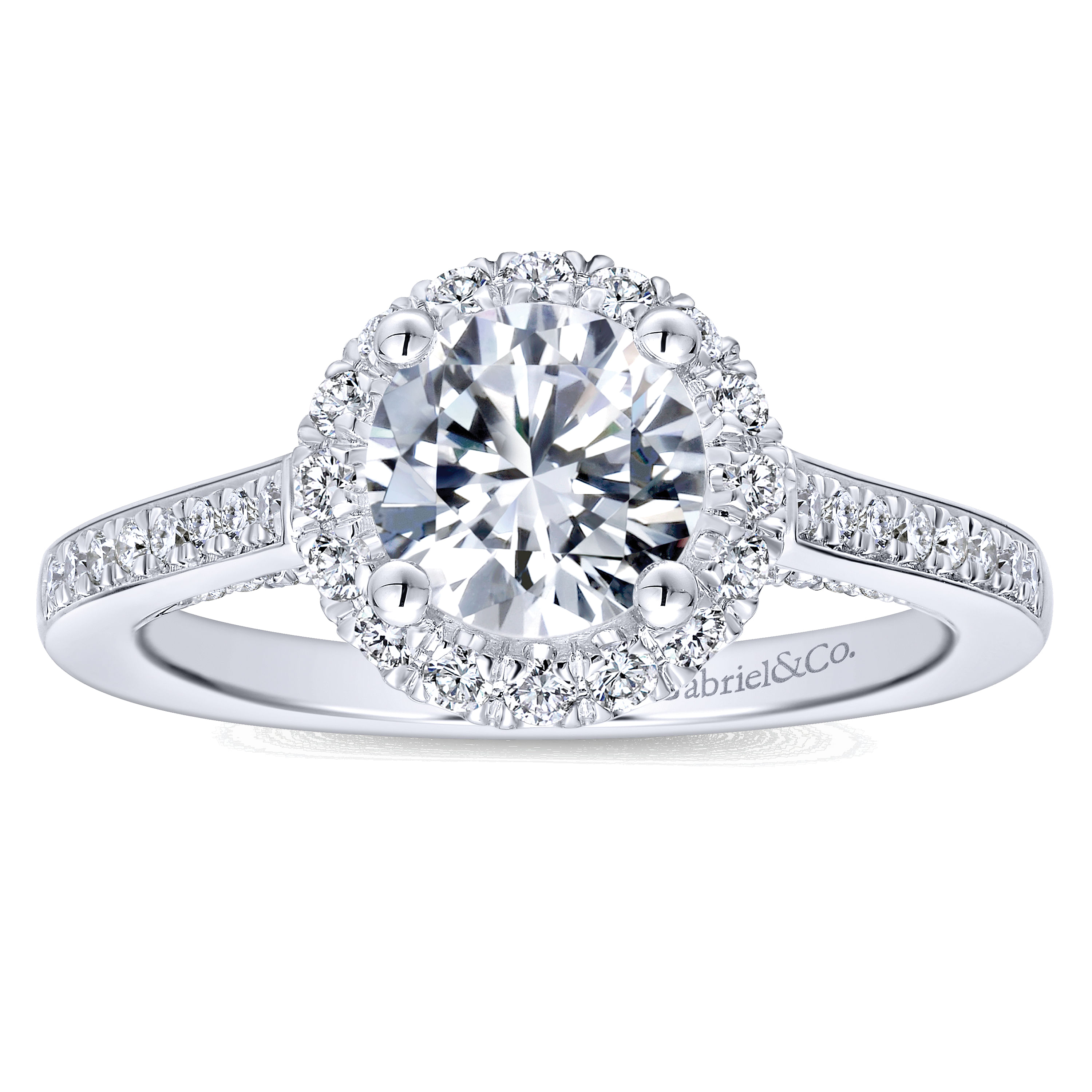 14k White Gold Diamond Halo Engagement Ring angle 5 14k White Gold Diamond Halo Engagement Ring angle 5