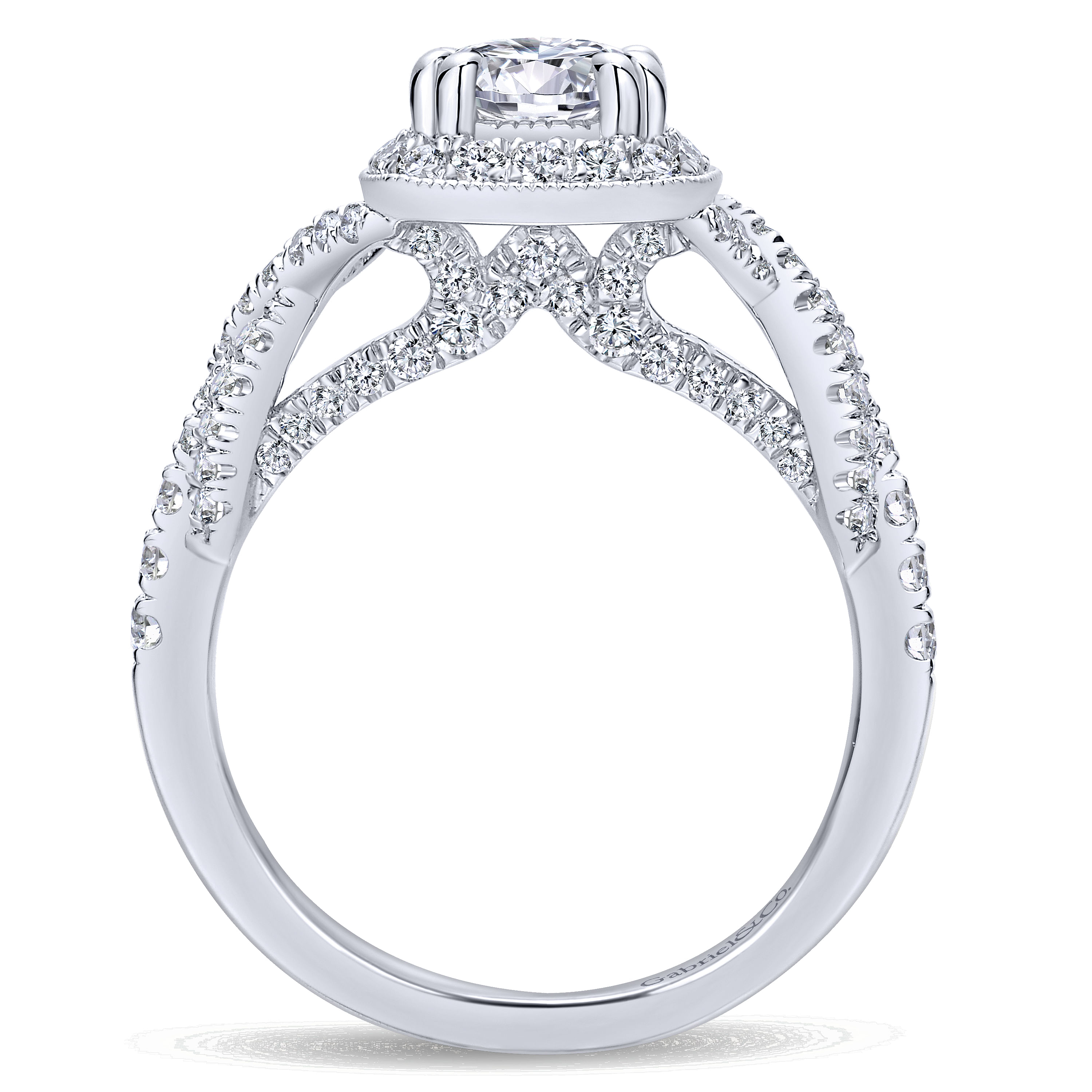 14k White Gold Diamond Halo Engagement Ring angle 2 14k White Gold Diamond Halo Engagement Ring angle 2