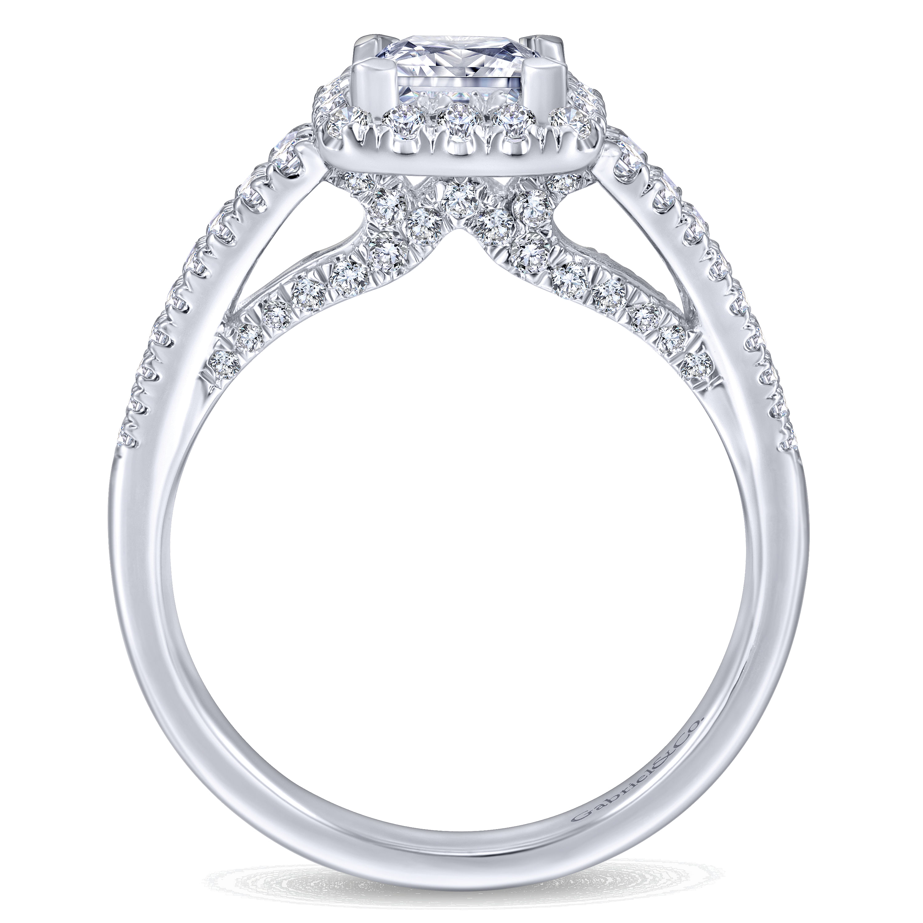 14k White Gold Diamond Halo Engagement Ring angle 2 14k White Gold Diamond Halo Engagement Ring angle 2