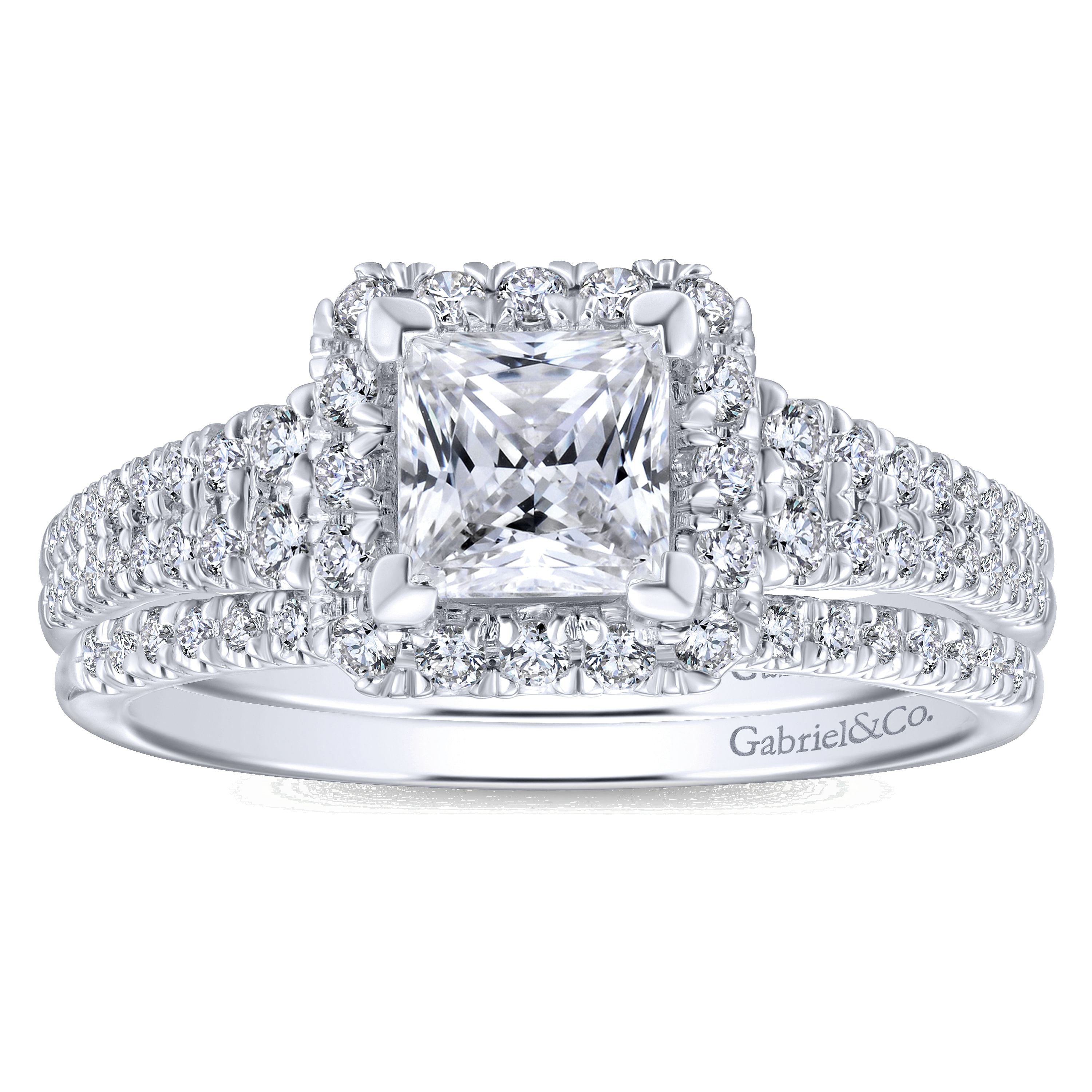 14k White Gold Diamond Halo Engagement Ring angle 4 14k White Gold Diamond Halo Engagement Ring angle 4