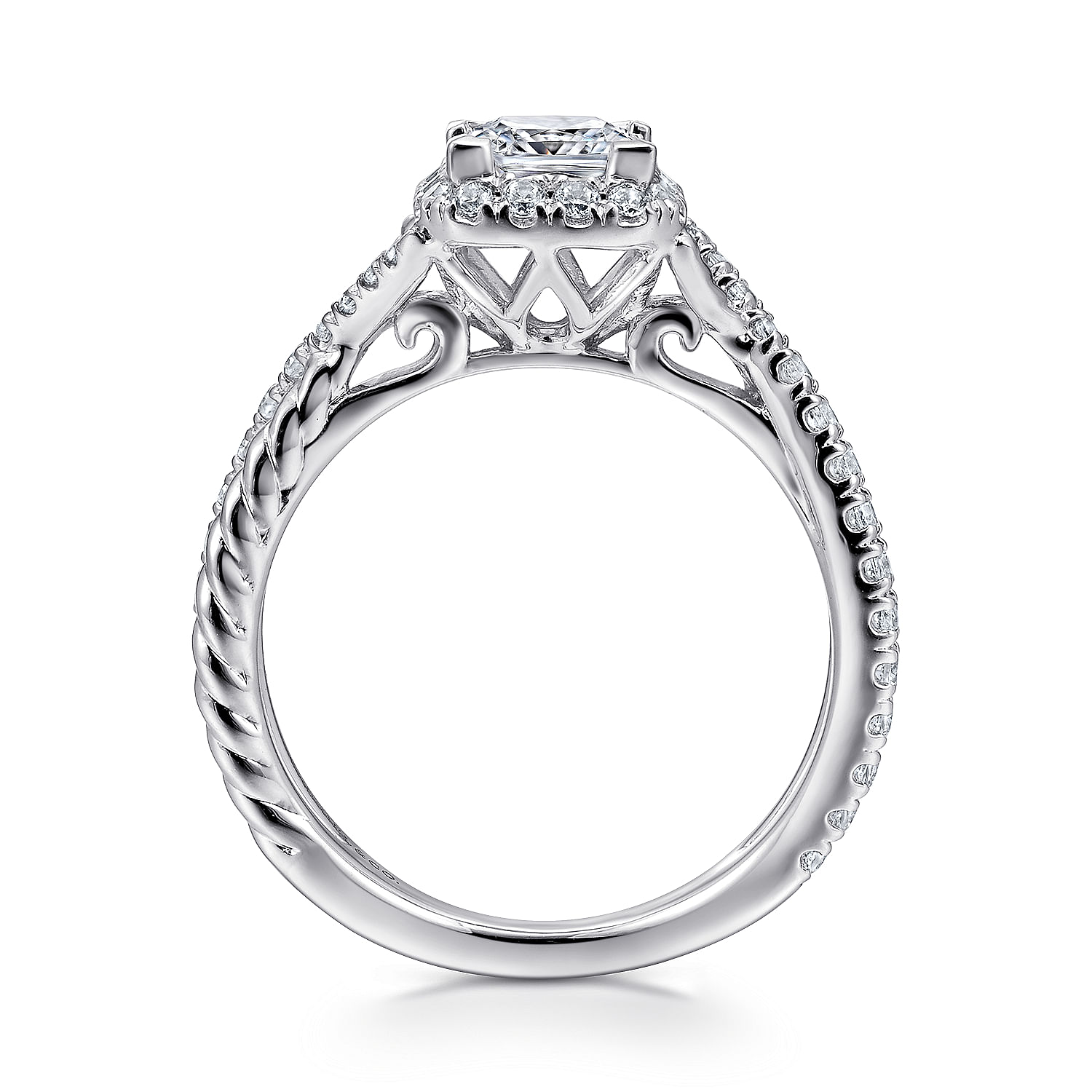 14k White Gold Diamond Halo Engagement Ring angle 2 14k White Gold Diamond Halo Engagement Ring angle 2