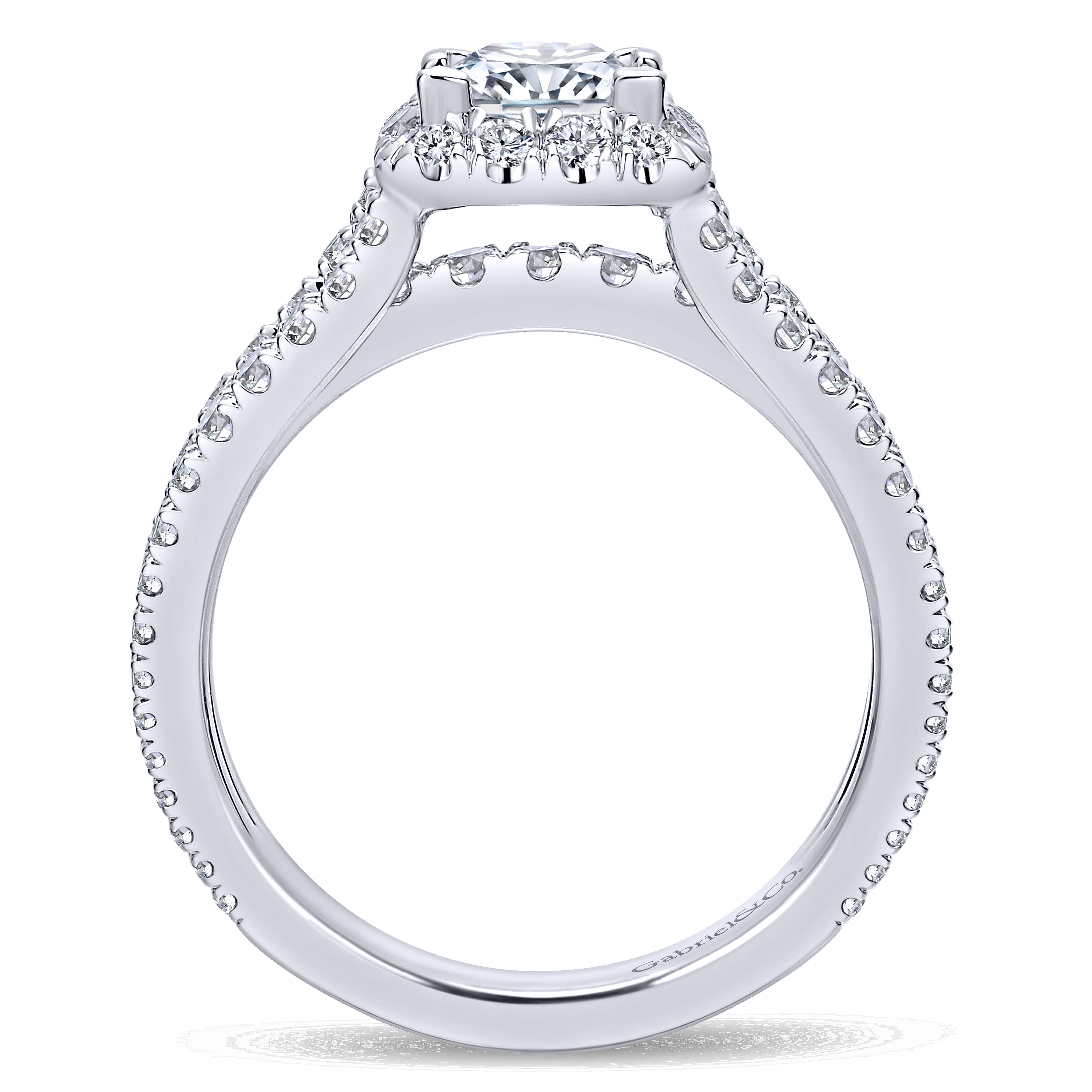 14k White Gold Diamond Halo Engagement Ring angle 2 14k White Gold Diamond Halo Engagement Ring angle 2