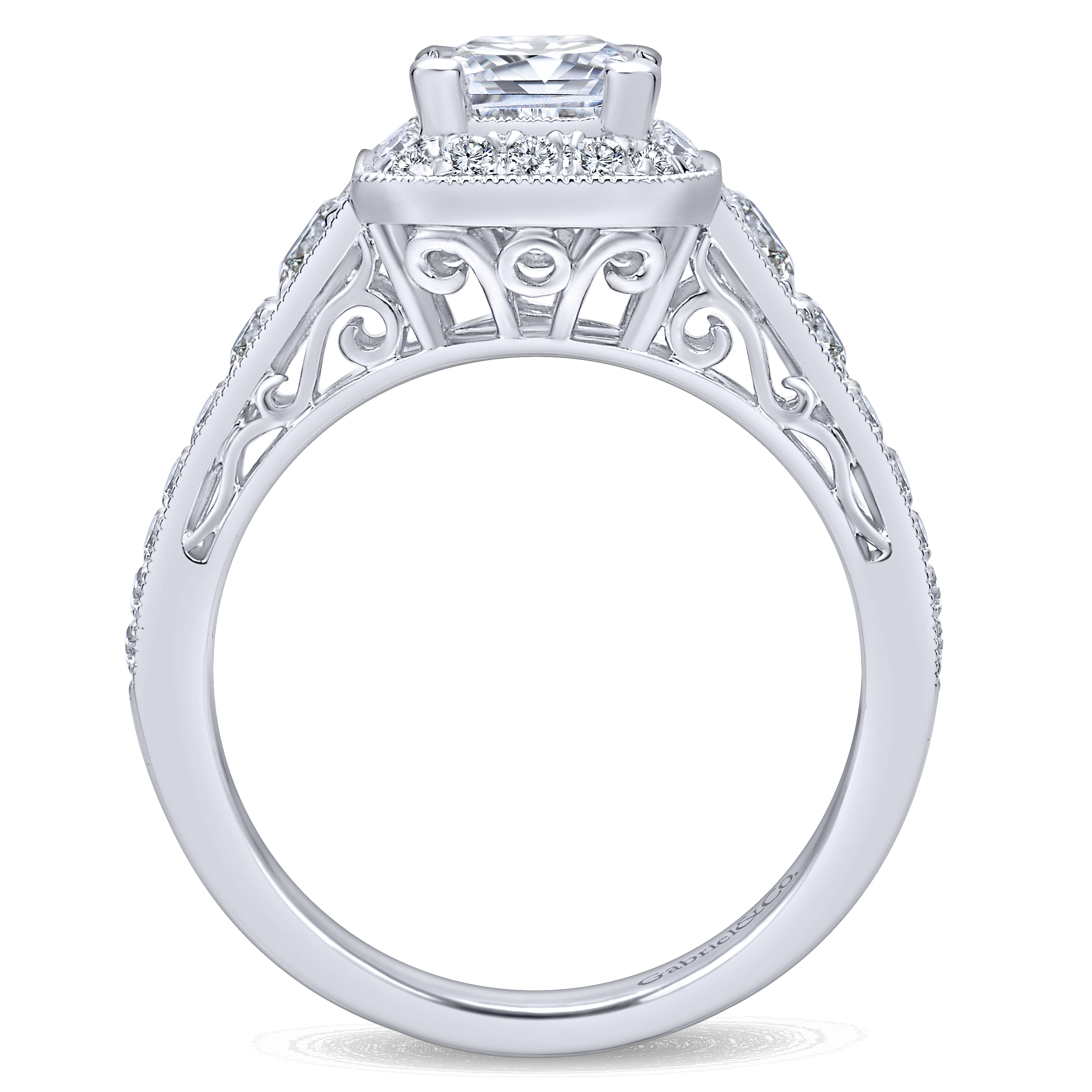 14k White Gold Diamond Halo Engagement Ring angle 2 14k White Gold Diamond Halo Engagement Ring angle 2