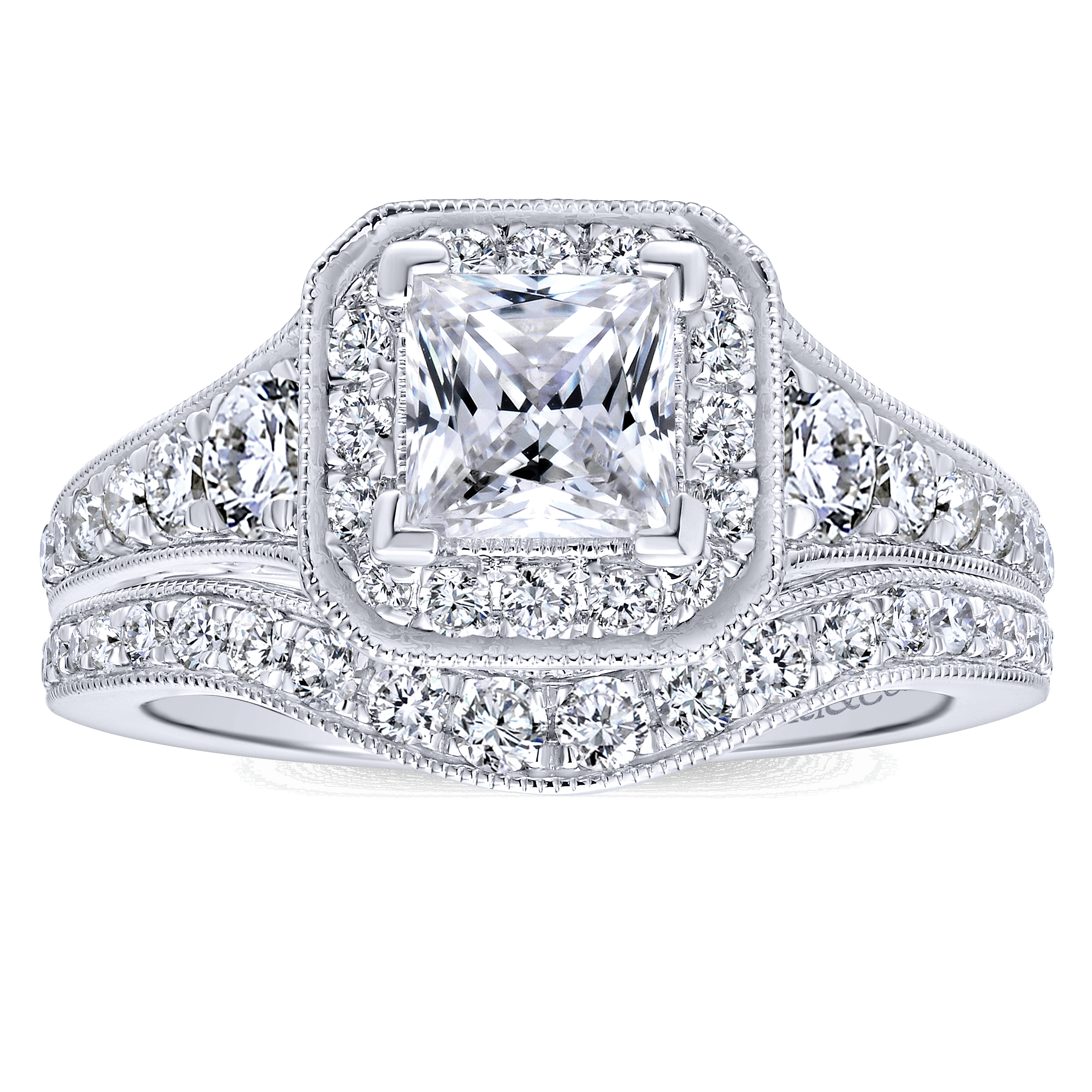 14k White Gold Diamond Halo Engagement Ring angle 4 14k White Gold Diamond Halo Engagement Ring angle 4