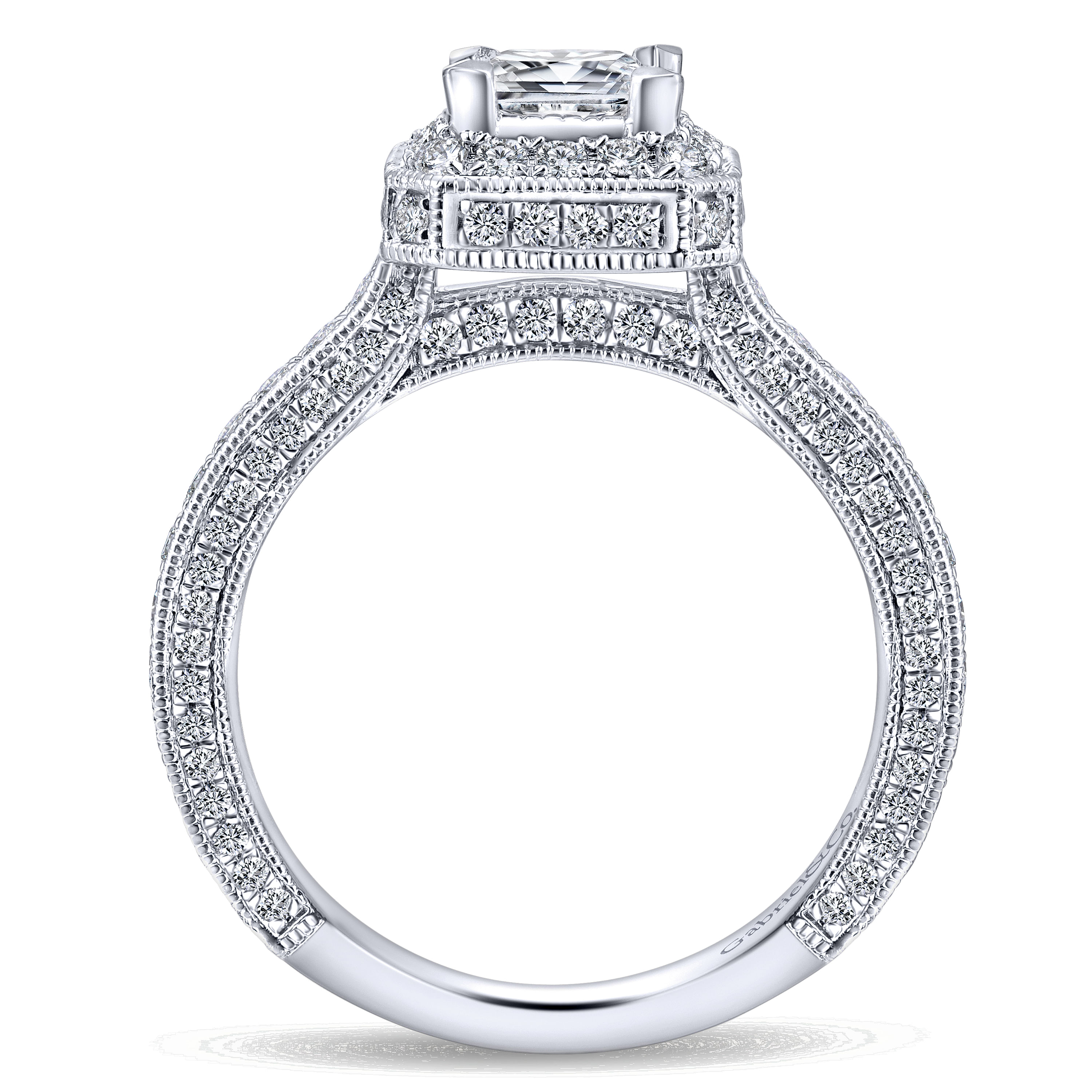 14k White Gold Diamond Halo Engagement Ring angle 2 14k White Gold Diamond Halo Engagement Ring angle 2